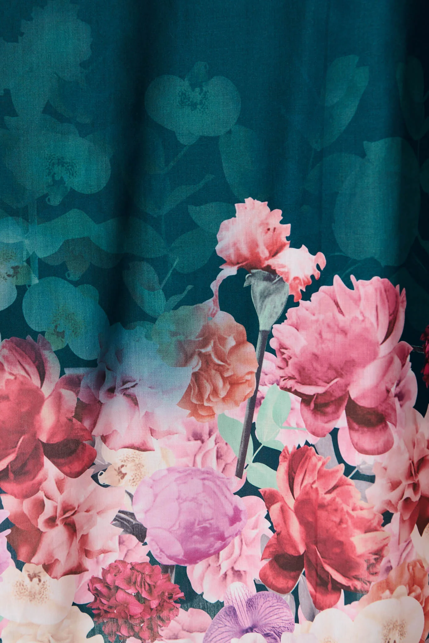 Divine Maxi Dress In Emerald With Pink Multi Floral Print - Image 10
