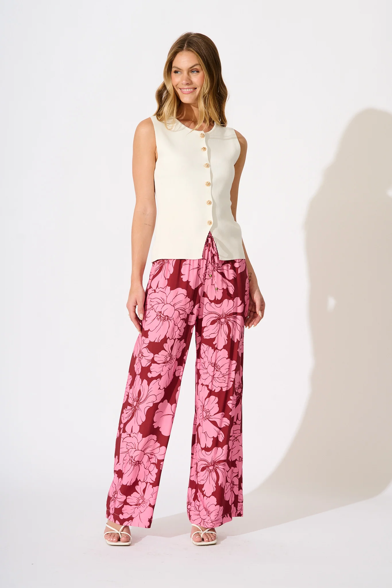 Dreamy Pant in Wine with Pink Floral - Image 7