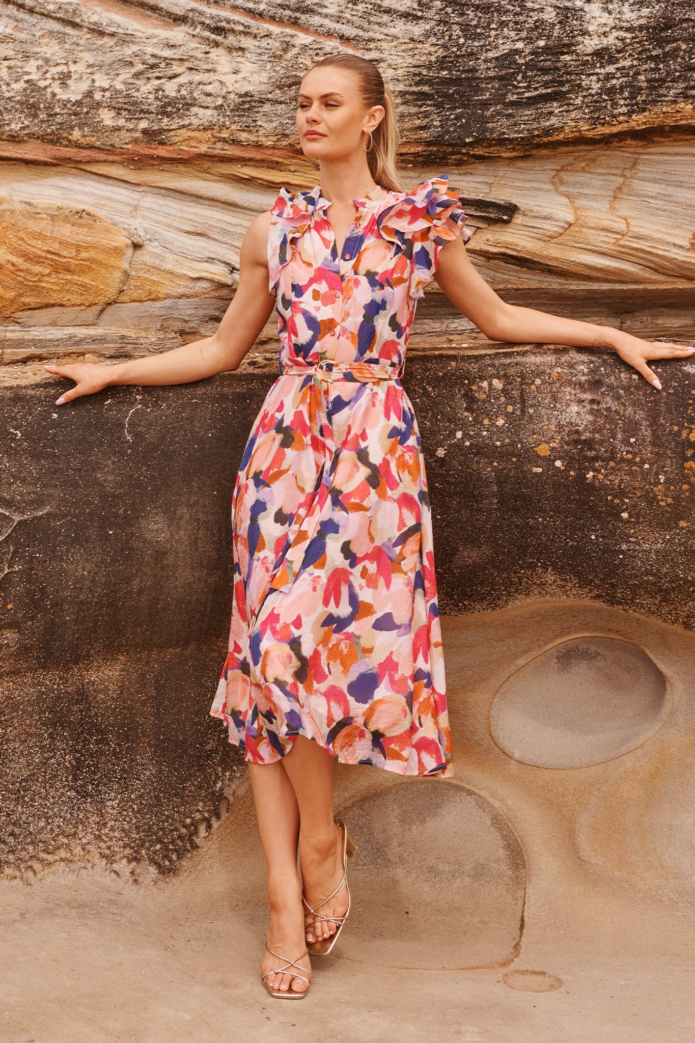 Dusk Desire Midi Dress in Multi Print
