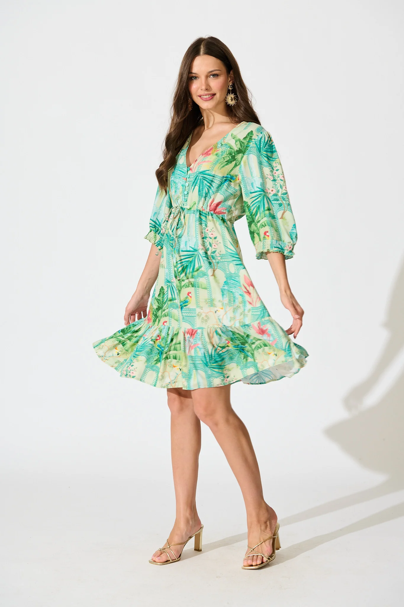 Ebbe Dress in Green Multi Patchwork Print