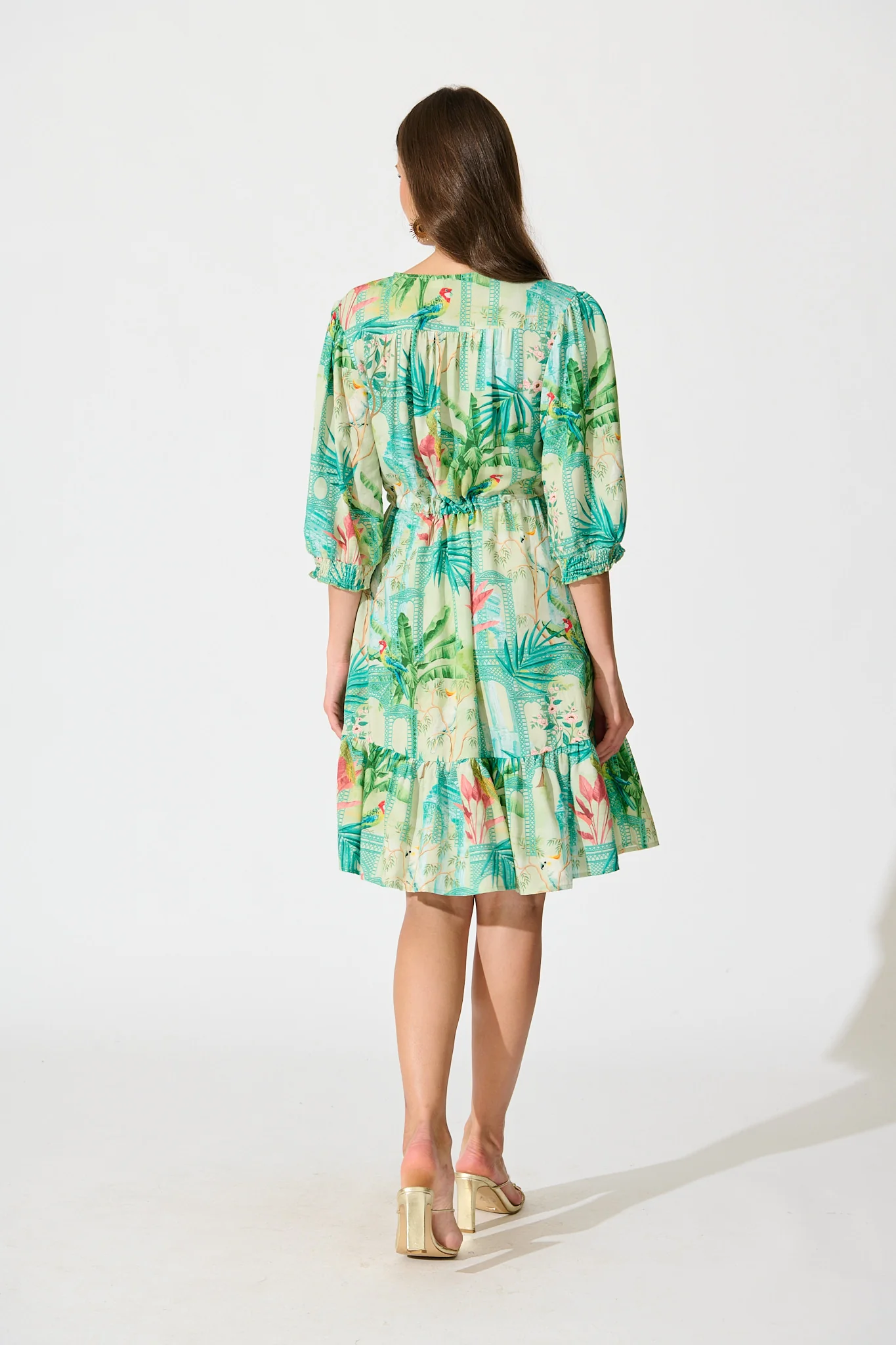 Ebbe Dress in Green Multi Patchwork Print - Image 4
