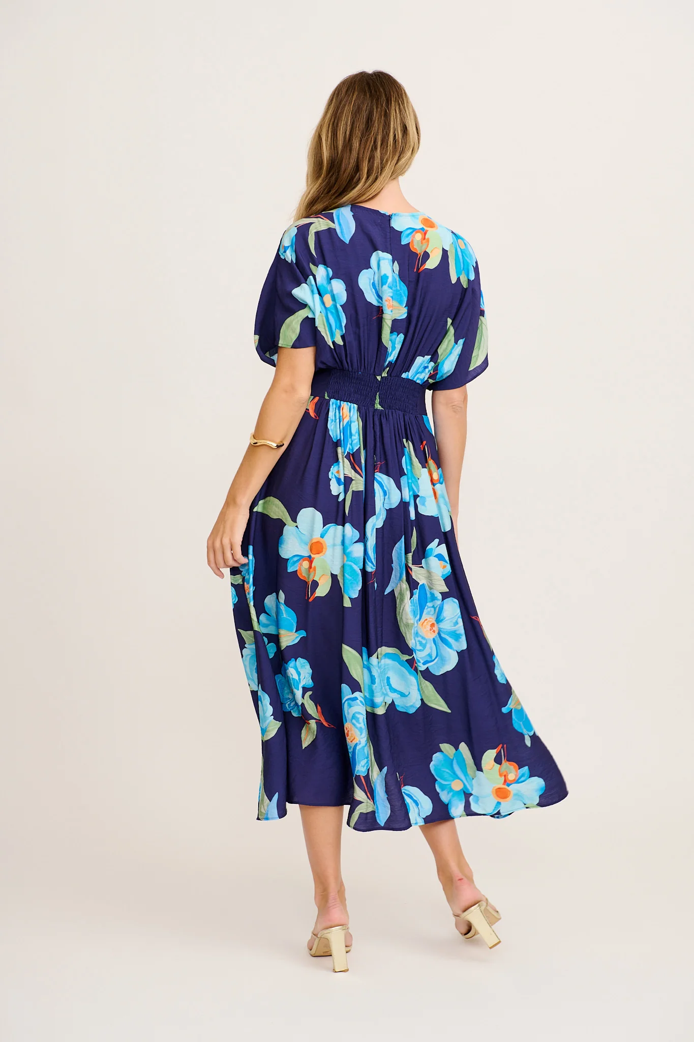 Elegance Echo Maxi Dress in Navy with Blue Floral - Image 4