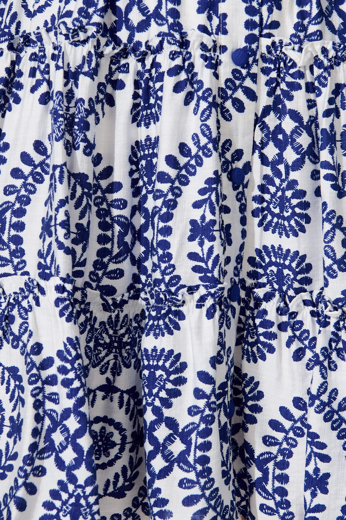Elio Dress in White with Navy Floral Print - Image 6