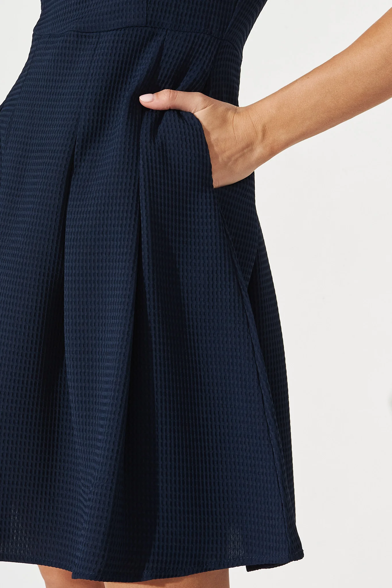 Elizabeth Dress In Textured Navy - Image 5