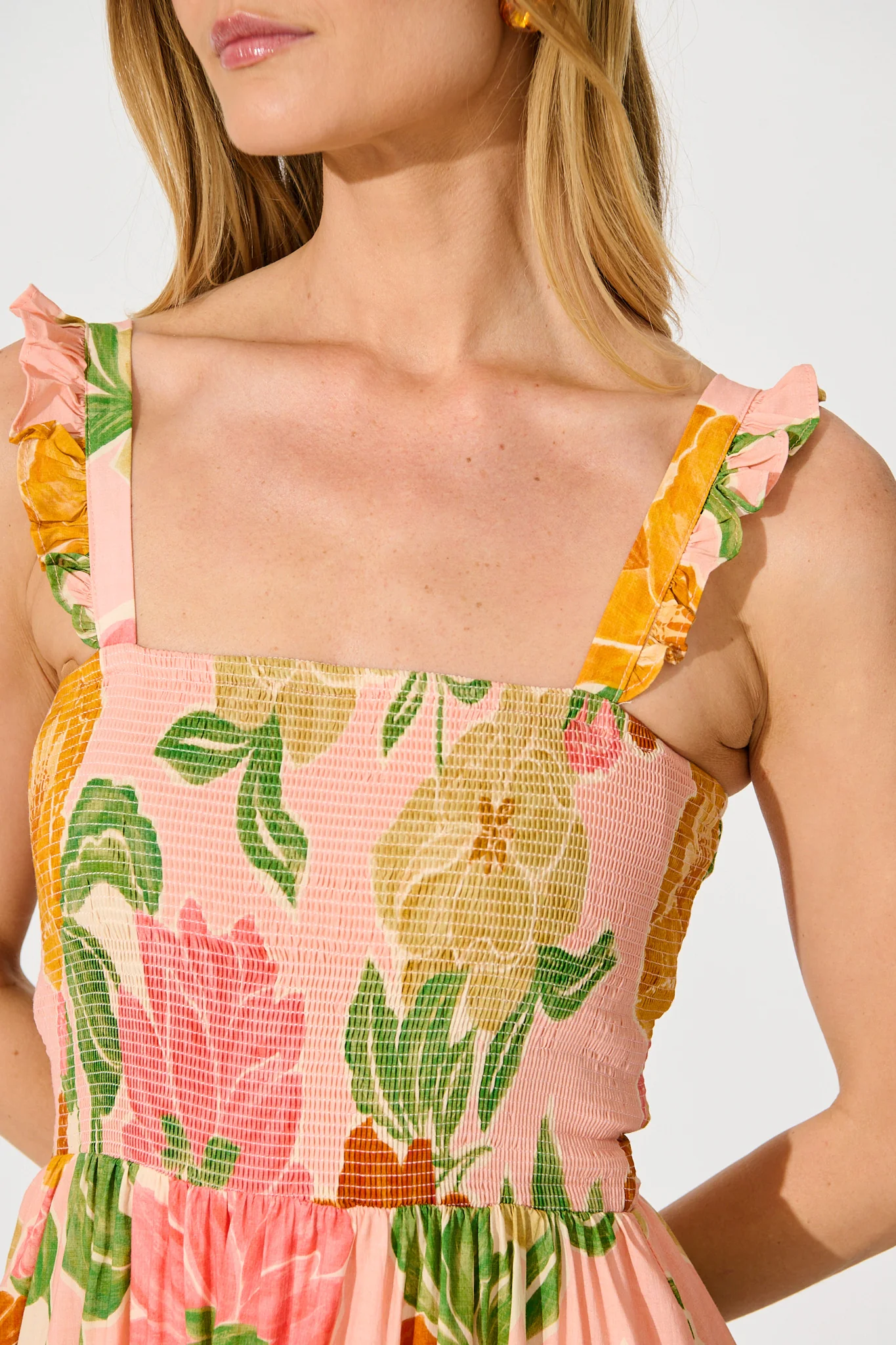 Ellamae Maxi Sundress in Peach Floral Cotton - Image 5