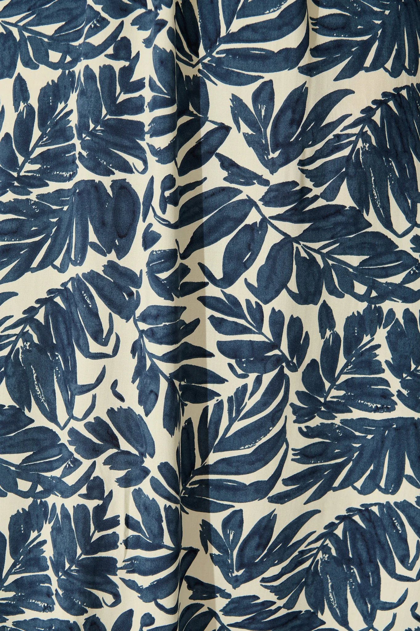 Ellerie Midi Dress in Navy and Cream Leaf Print - Image 7