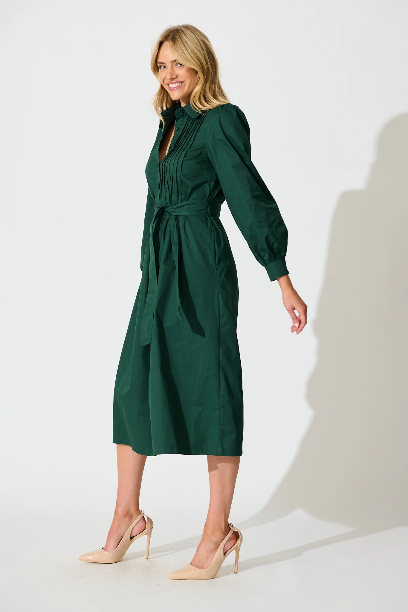 Ellery Midi Dress in Emerald Cotton - Image 3