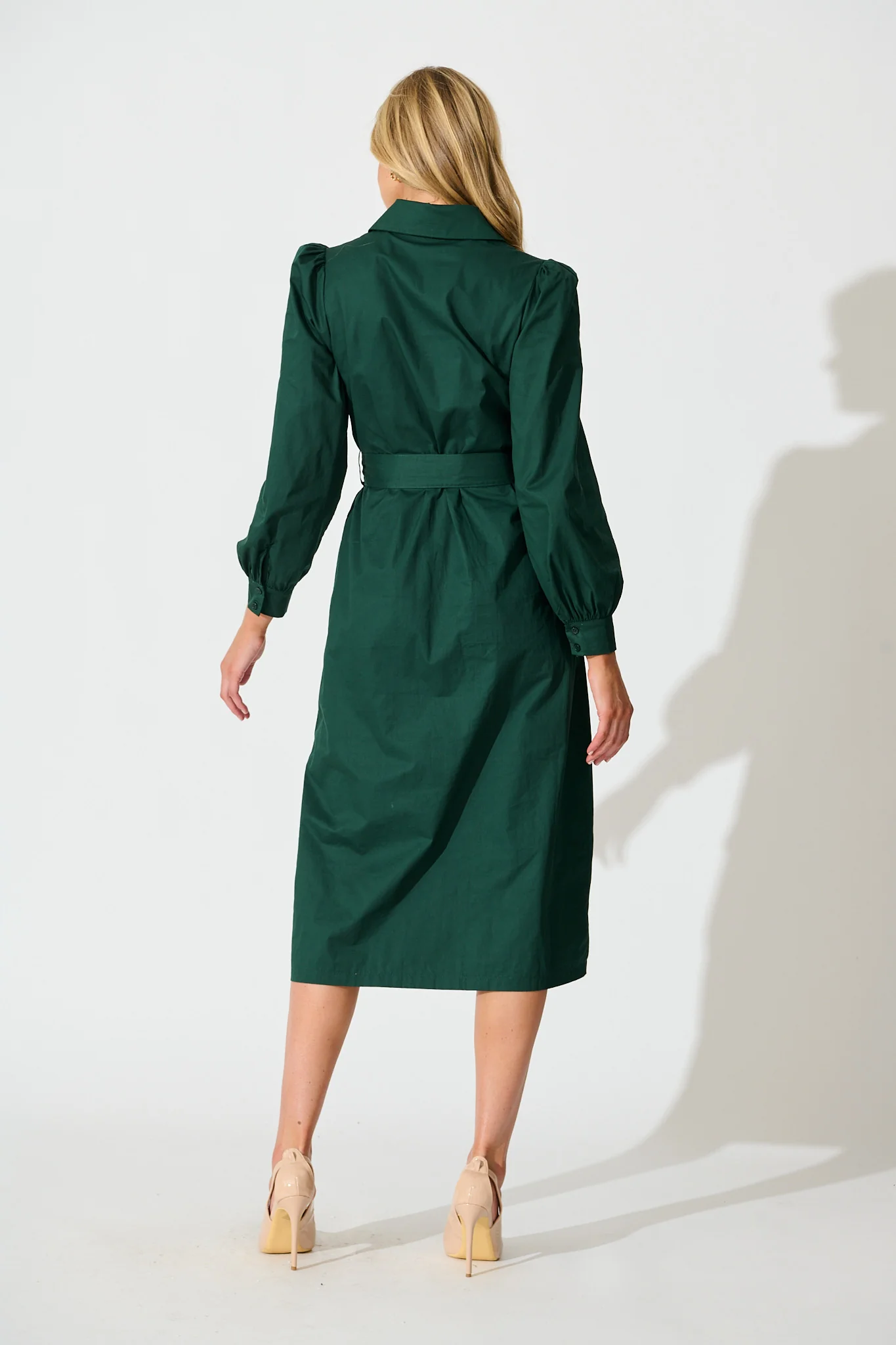 Ellery Midi Dress in Emerald Cotton - Image 4