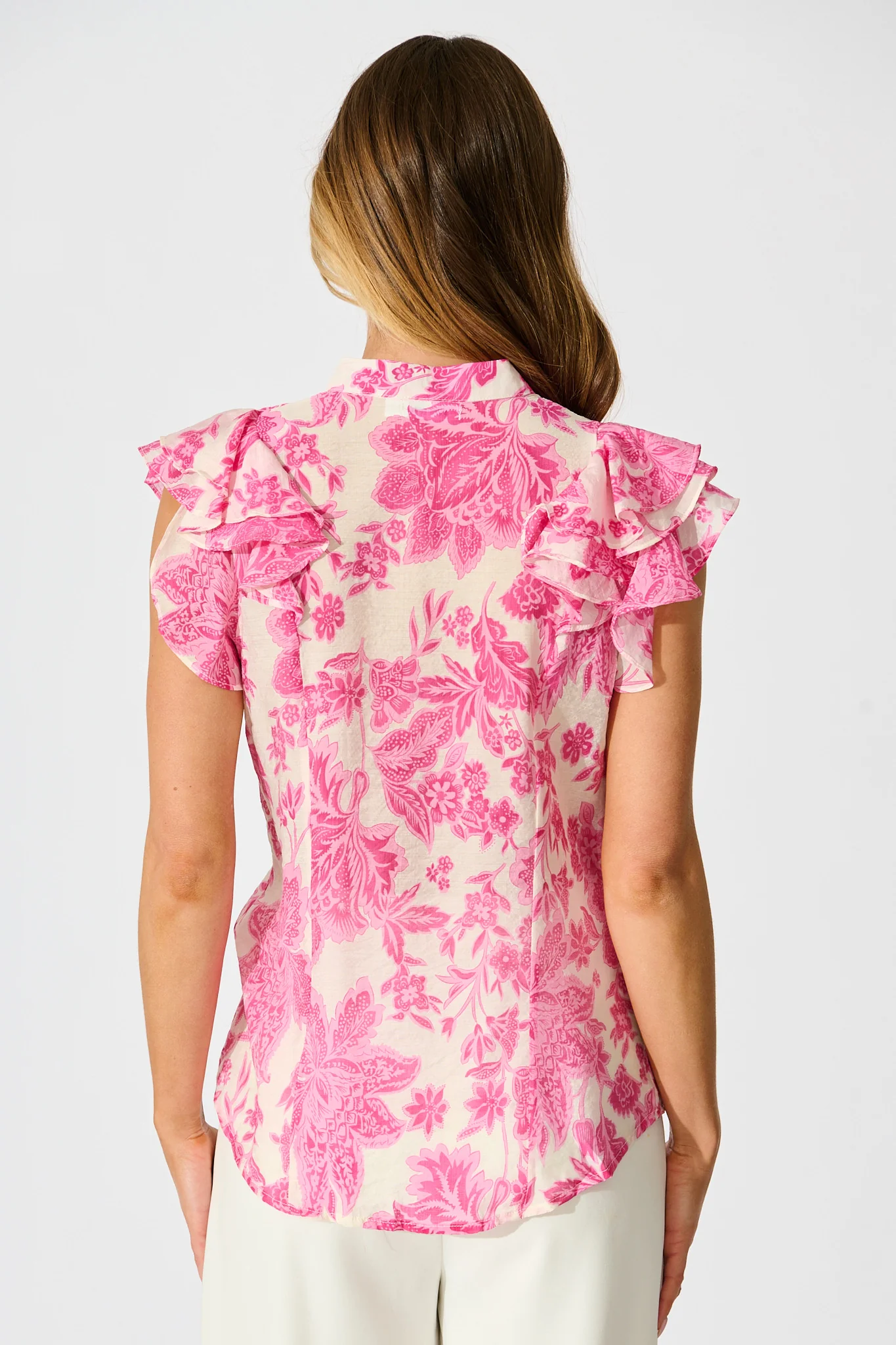 Elodie Top in Pink Leaf Print - Image 7