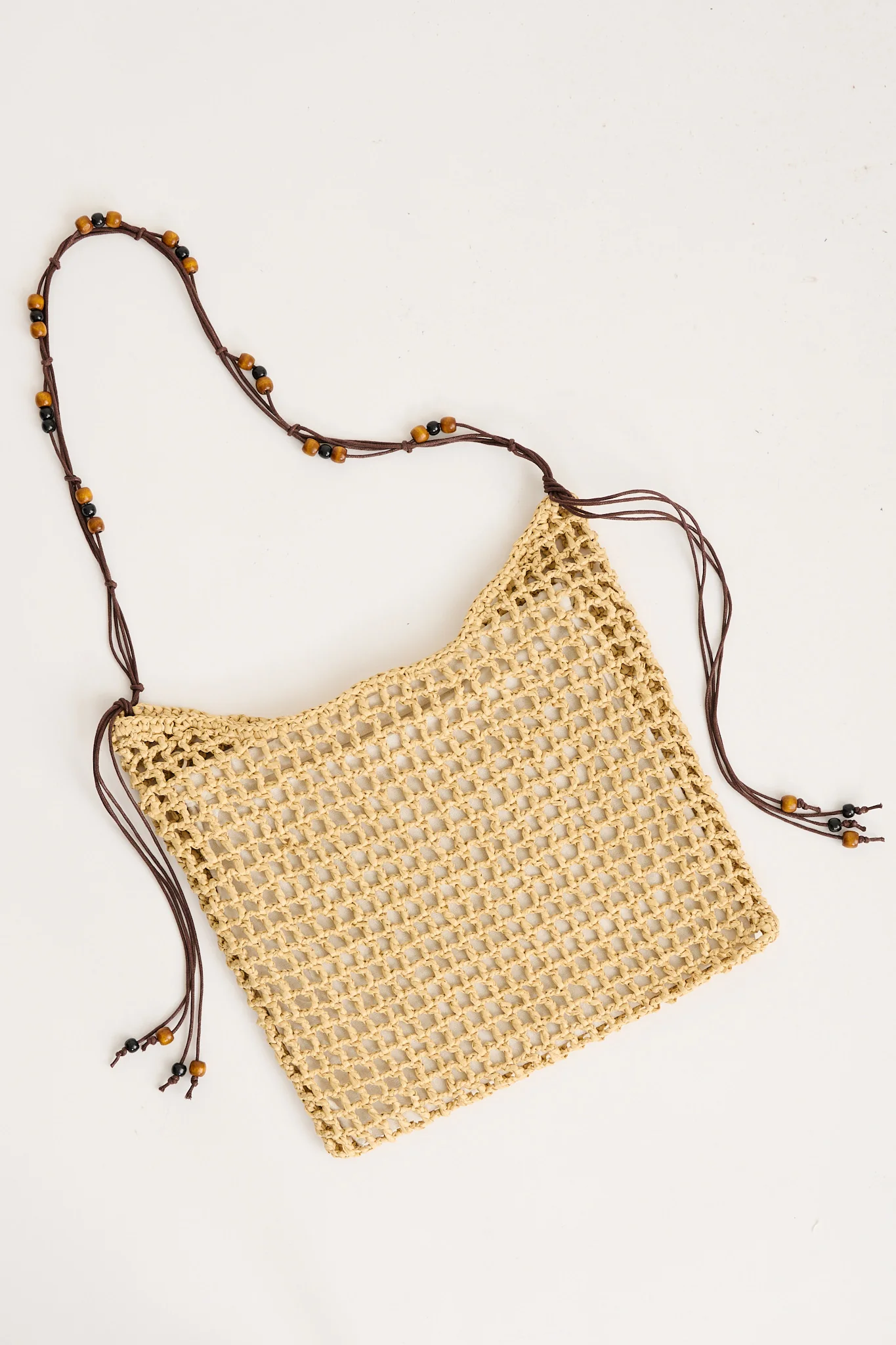 Elodie Woven Tote Bag in Natural Raffia with Beads