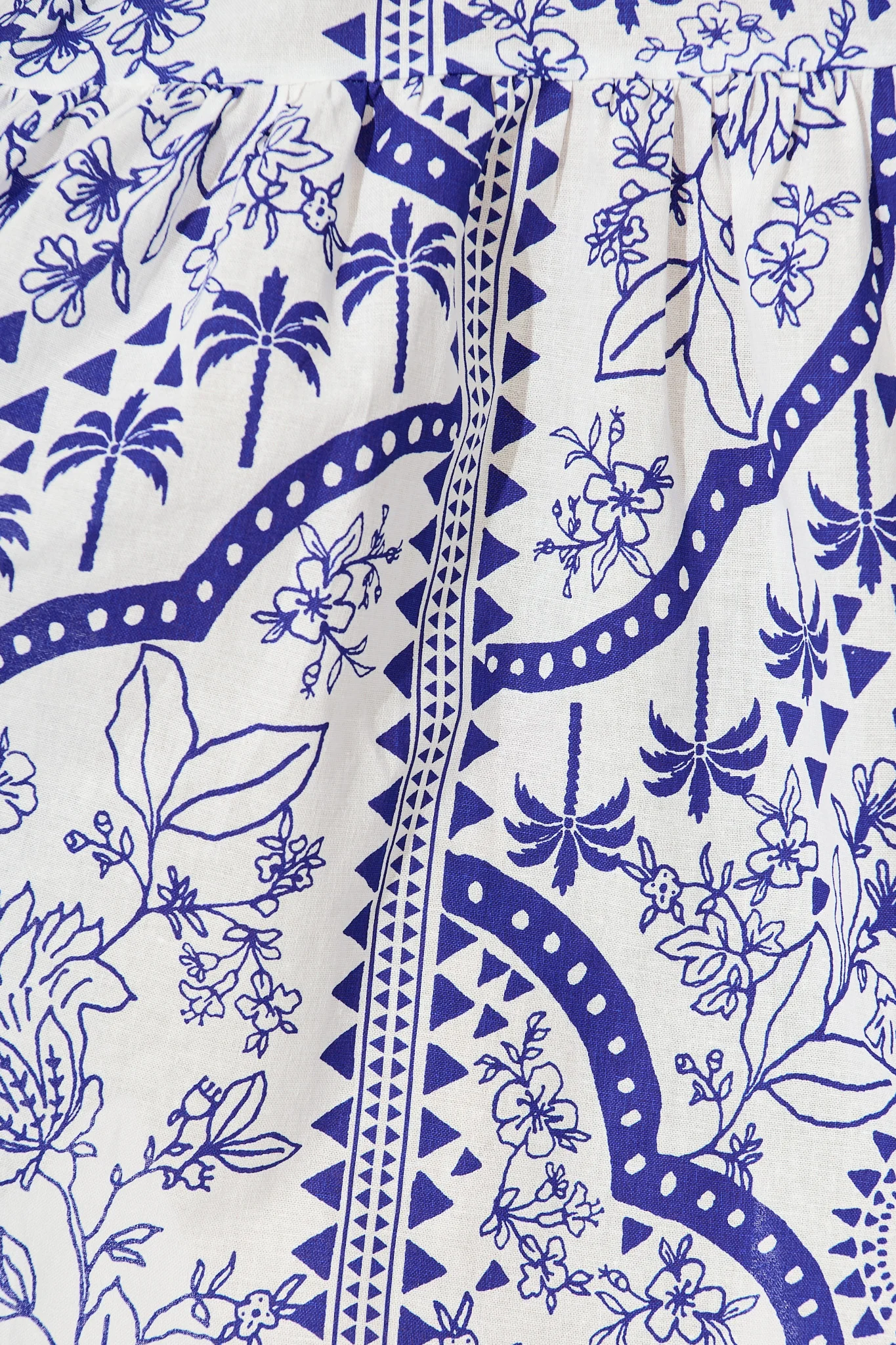 Eloise Shirt Dress in White and Blue Cotton Linen - Image 6