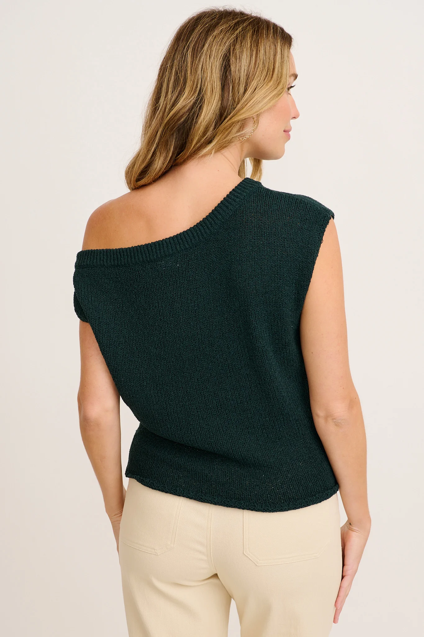 Elsie Knit Top in Emerald Cotton Blend - Image 3