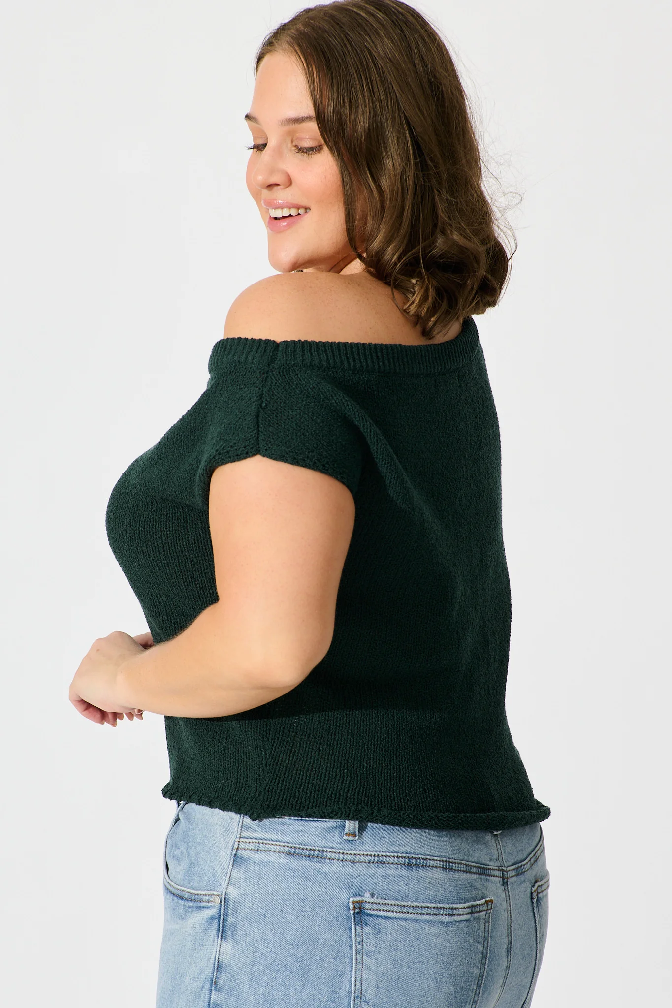 Elsie Knit Top in Emerald Cotton Blend - Image 8