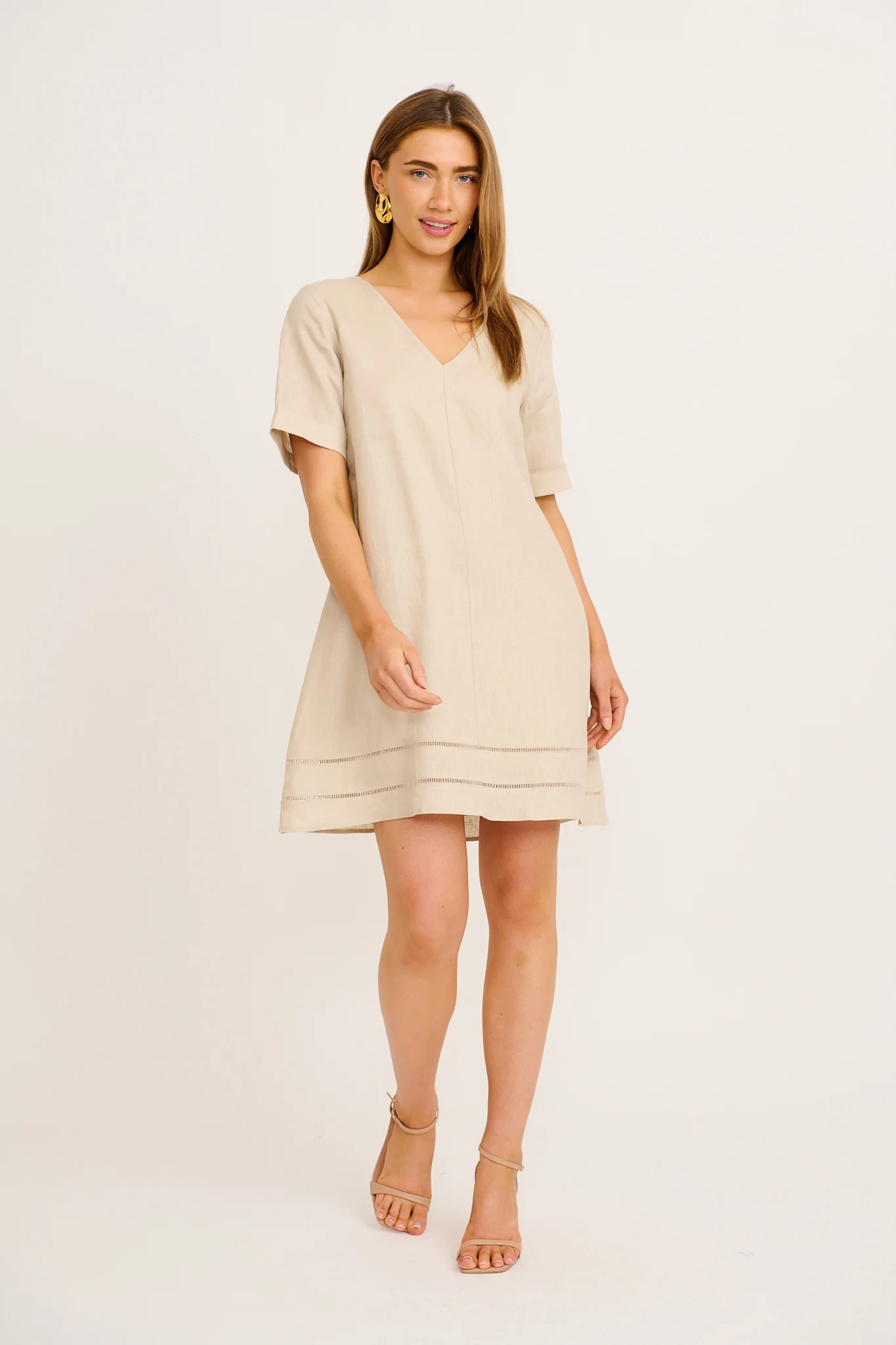 Elspeth Dress in Beige Linen
