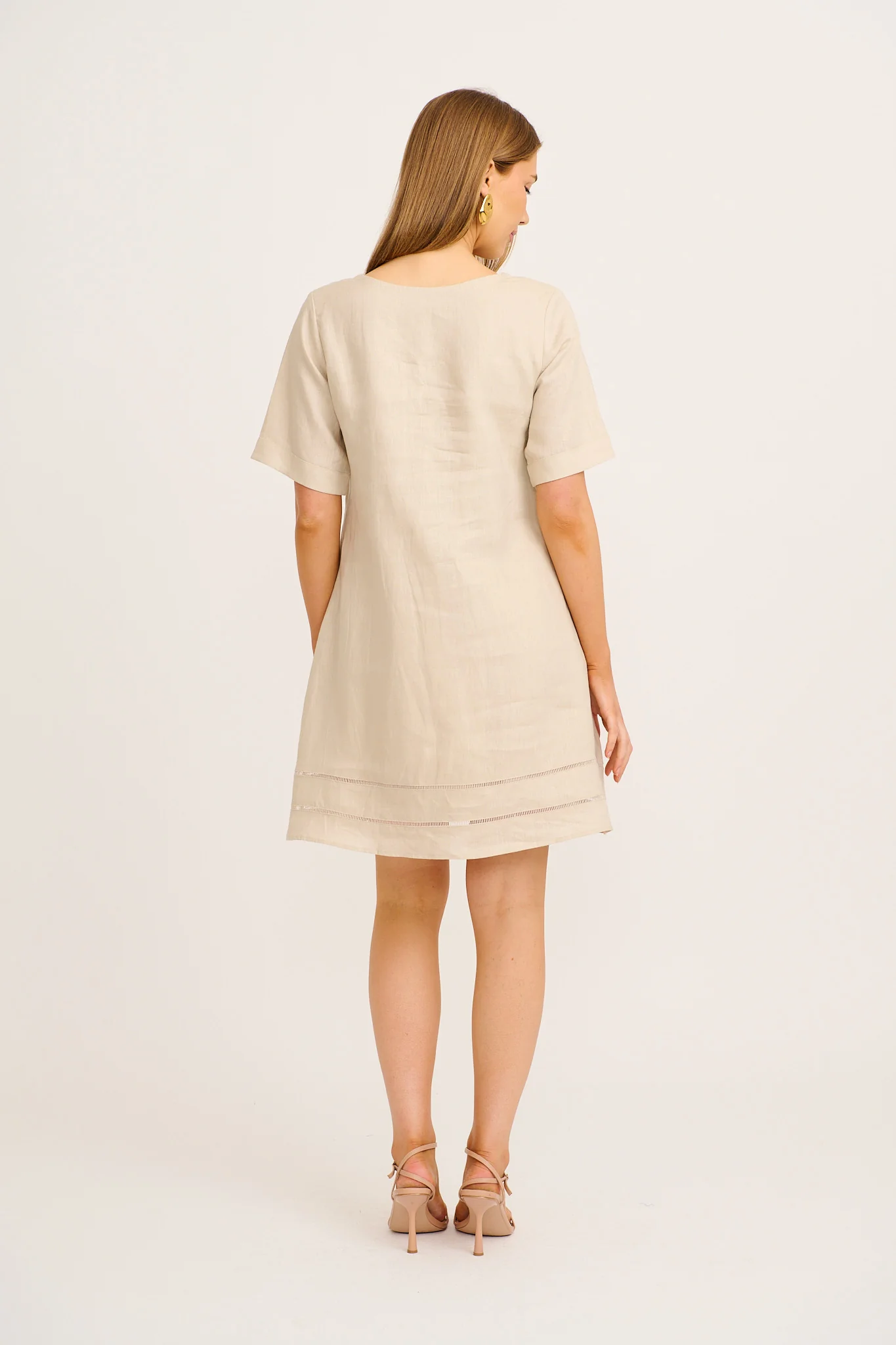 Elspeth Dress in Beige Linen - Image 4