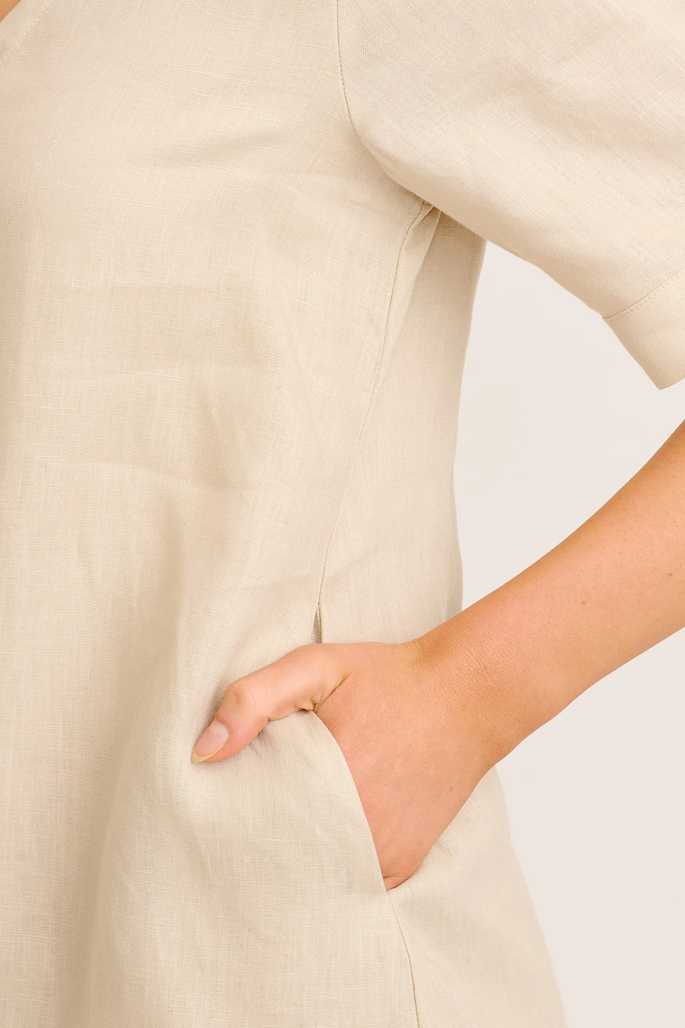 Elspeth Dress in Beige Linen - Image 5