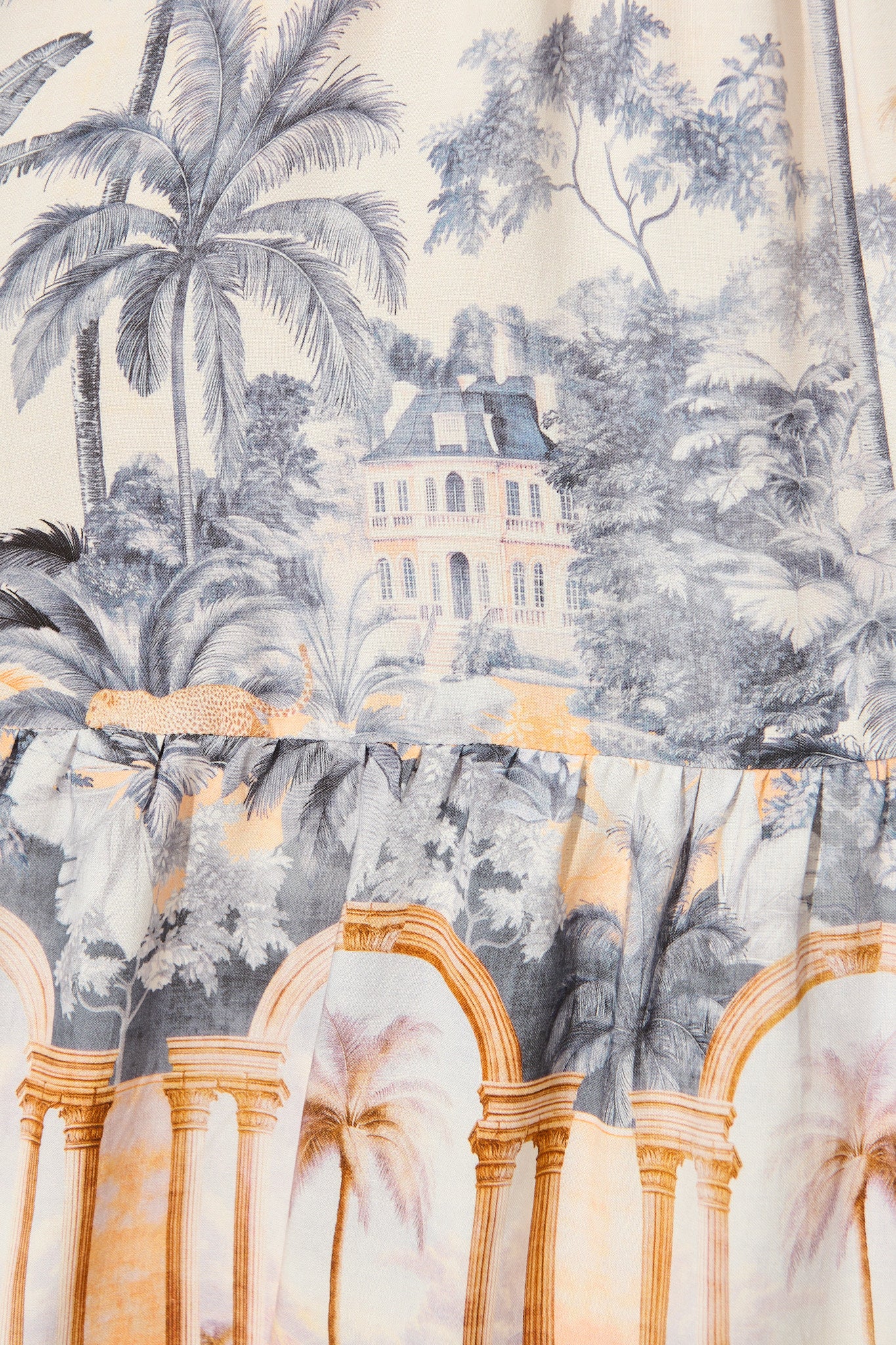 Emelyn Smock Dress in Blush Palm Tree Print - Image 6