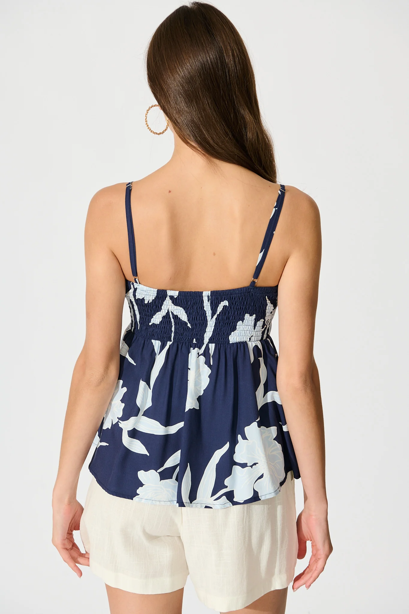 Enchanted Blooms Cami Top in Navy with Blue Floral - Image 7