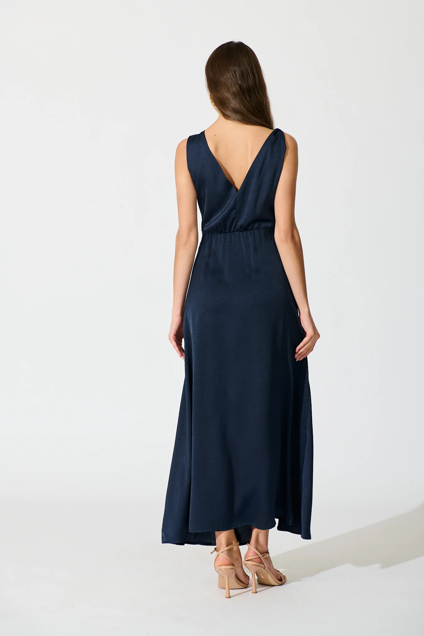 Ensley Maxi Dress in Navy Satin - Image 4