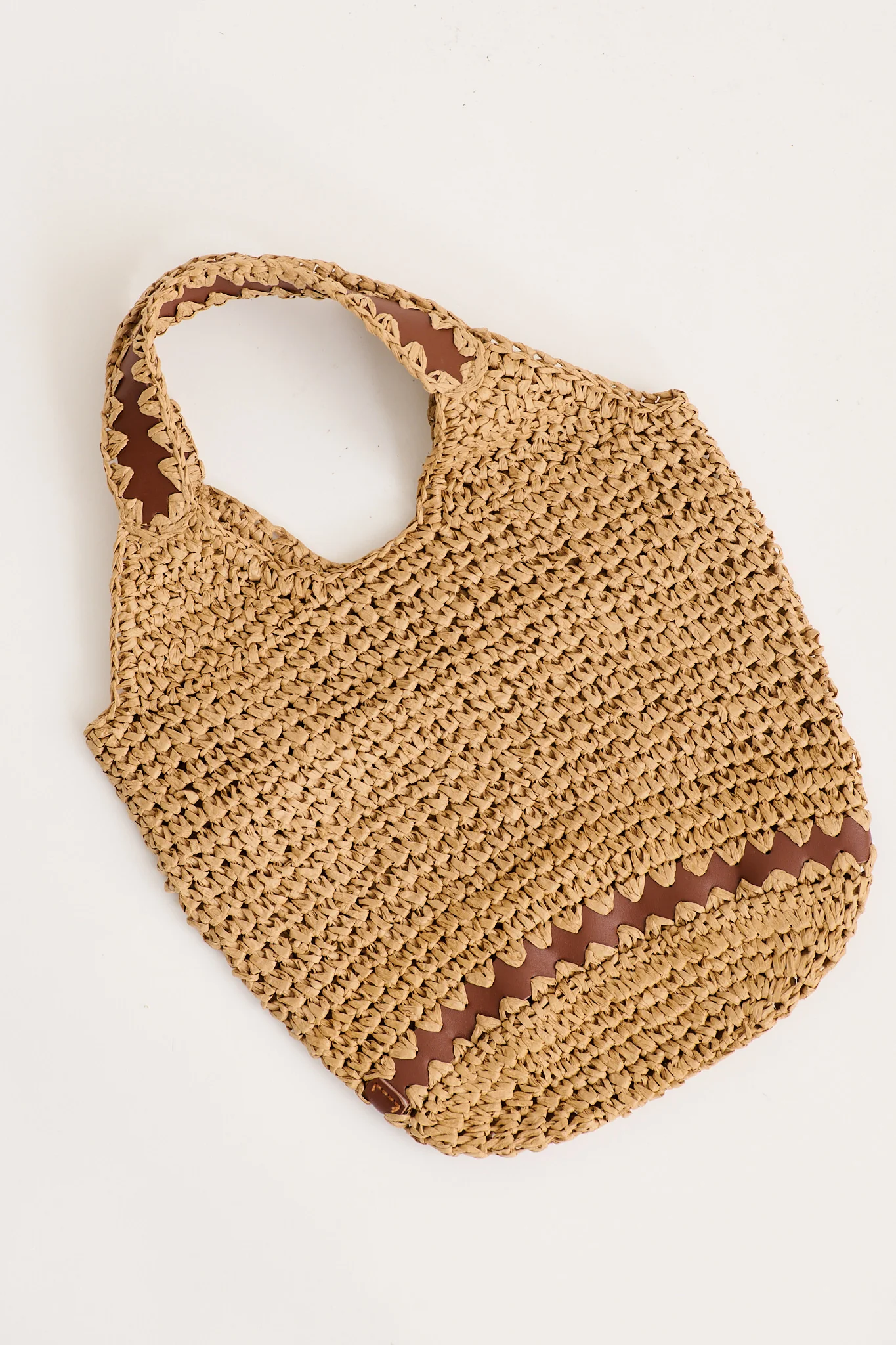 Esme Woven Bag in Natural with Pattern Trim