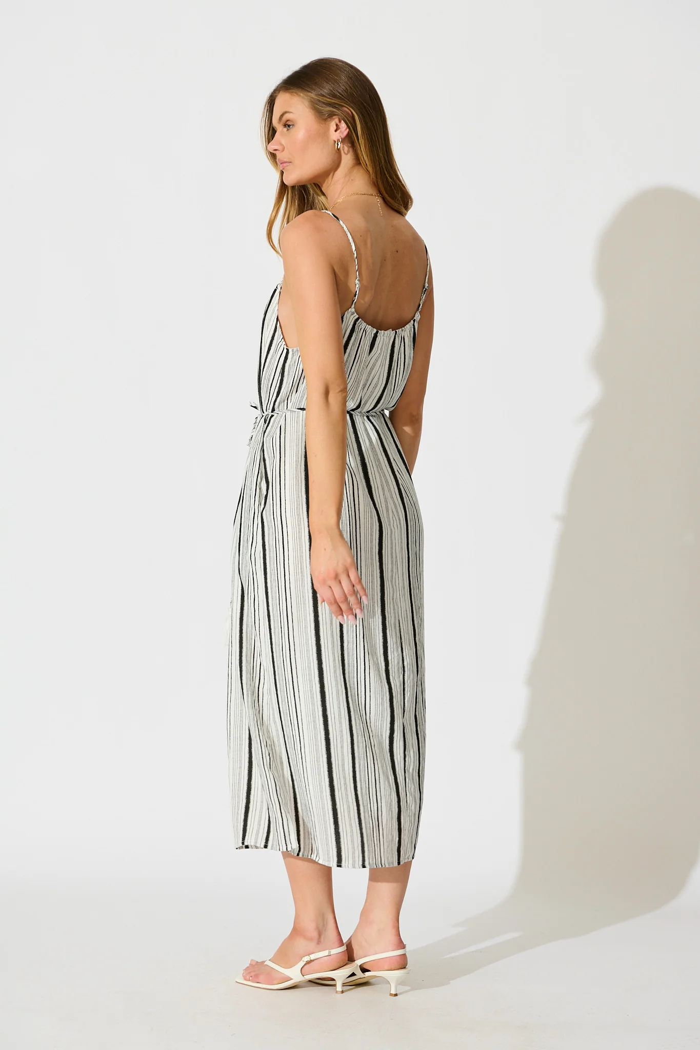 Ettalie Maxi Sundress in Black with White Stripe - Image 4
