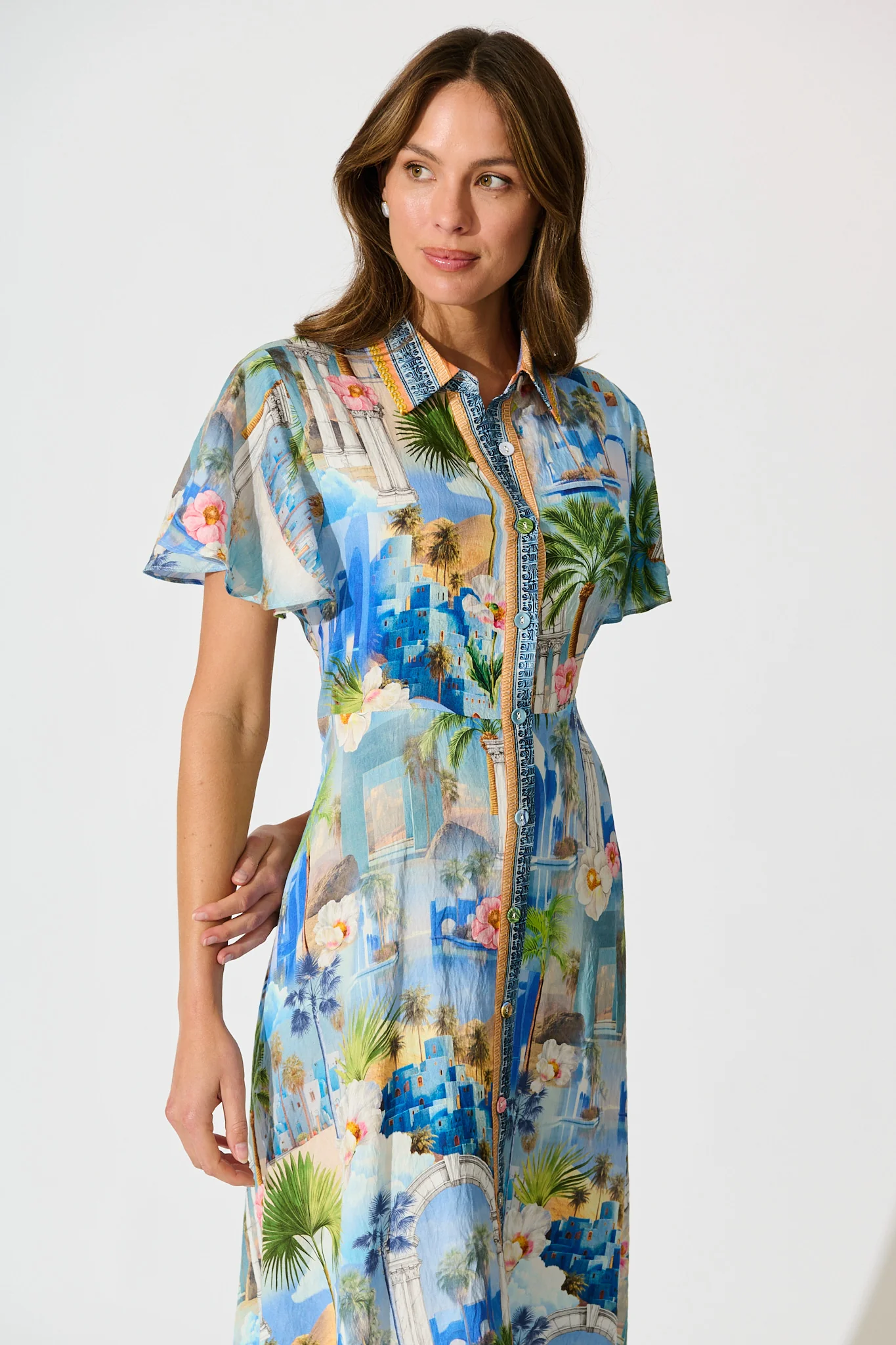 Eulalia Midi Dress in Blue Multi Print - Image 2