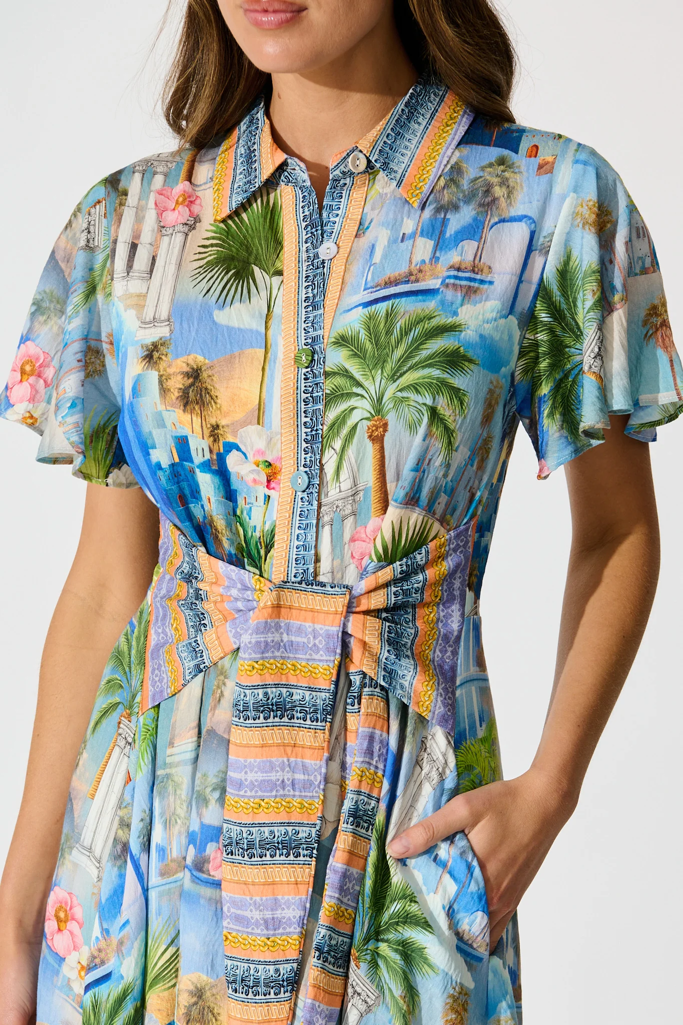 Eulalia Midi Dress in Blue Multi Print - Image 6