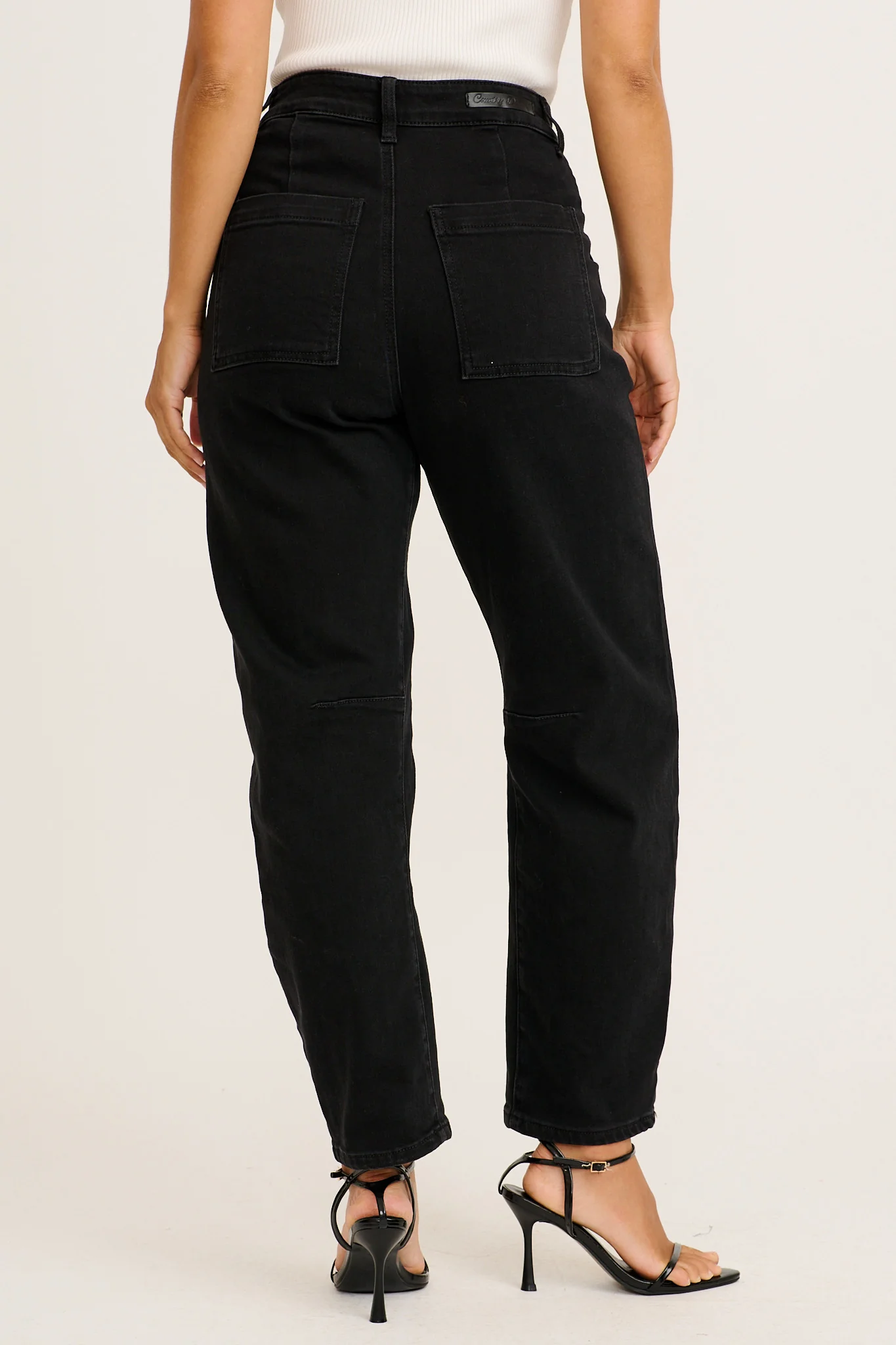 Evolution High Rise Barrel Leg Jean in Black Denim - Image 3
