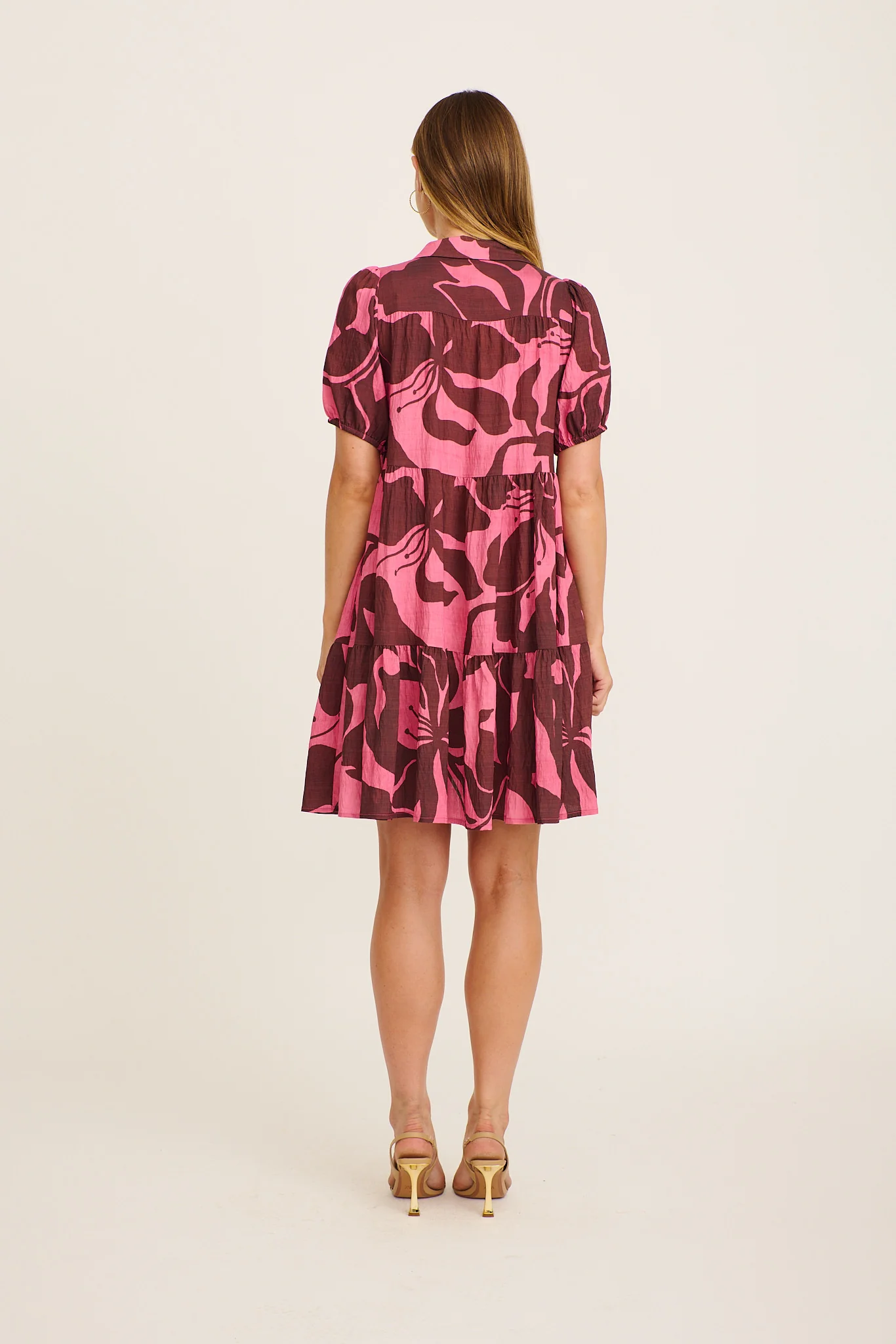 Felicia Shirt Dress In Pink Floral Print - Image 4