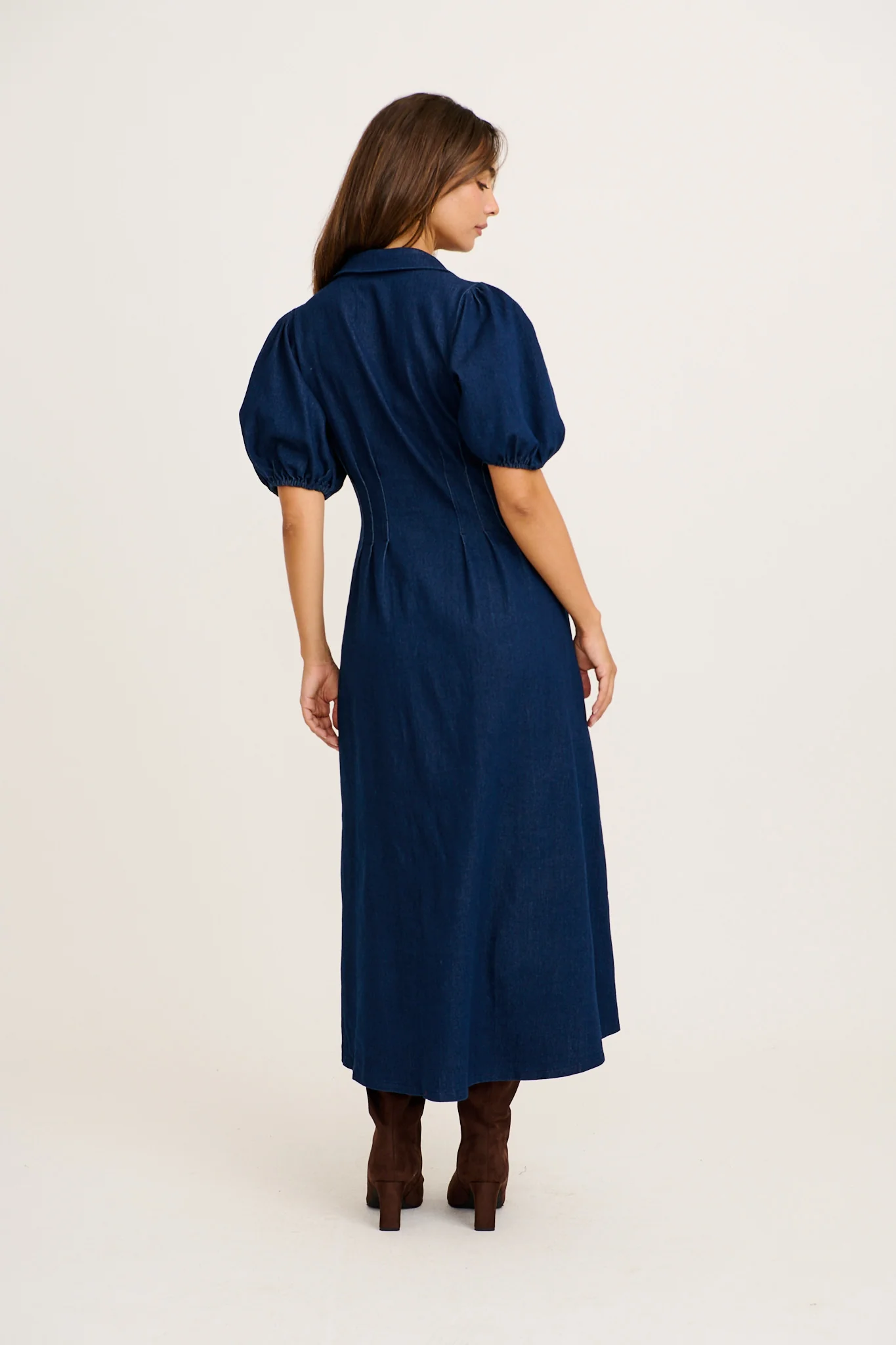 Fine Form Midi Dress in Indigo Denim - Image 9