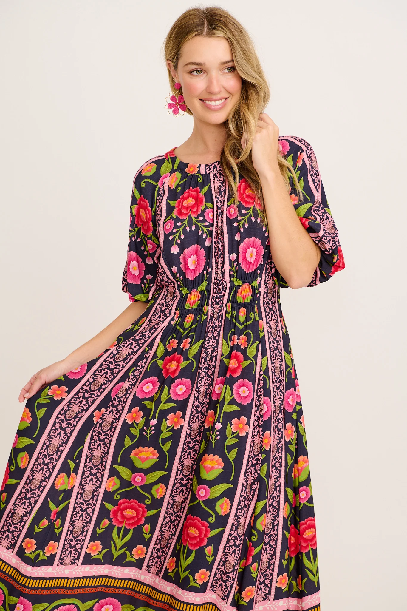 Flair Dress In Multi Floral Print - Image 2