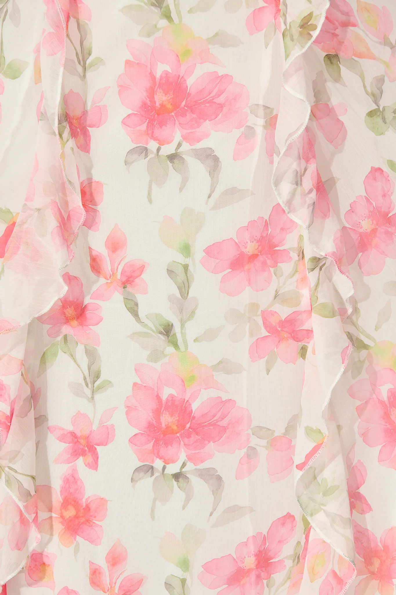 Flora Belle Midi Dress in White with Pink Floral - Image 6