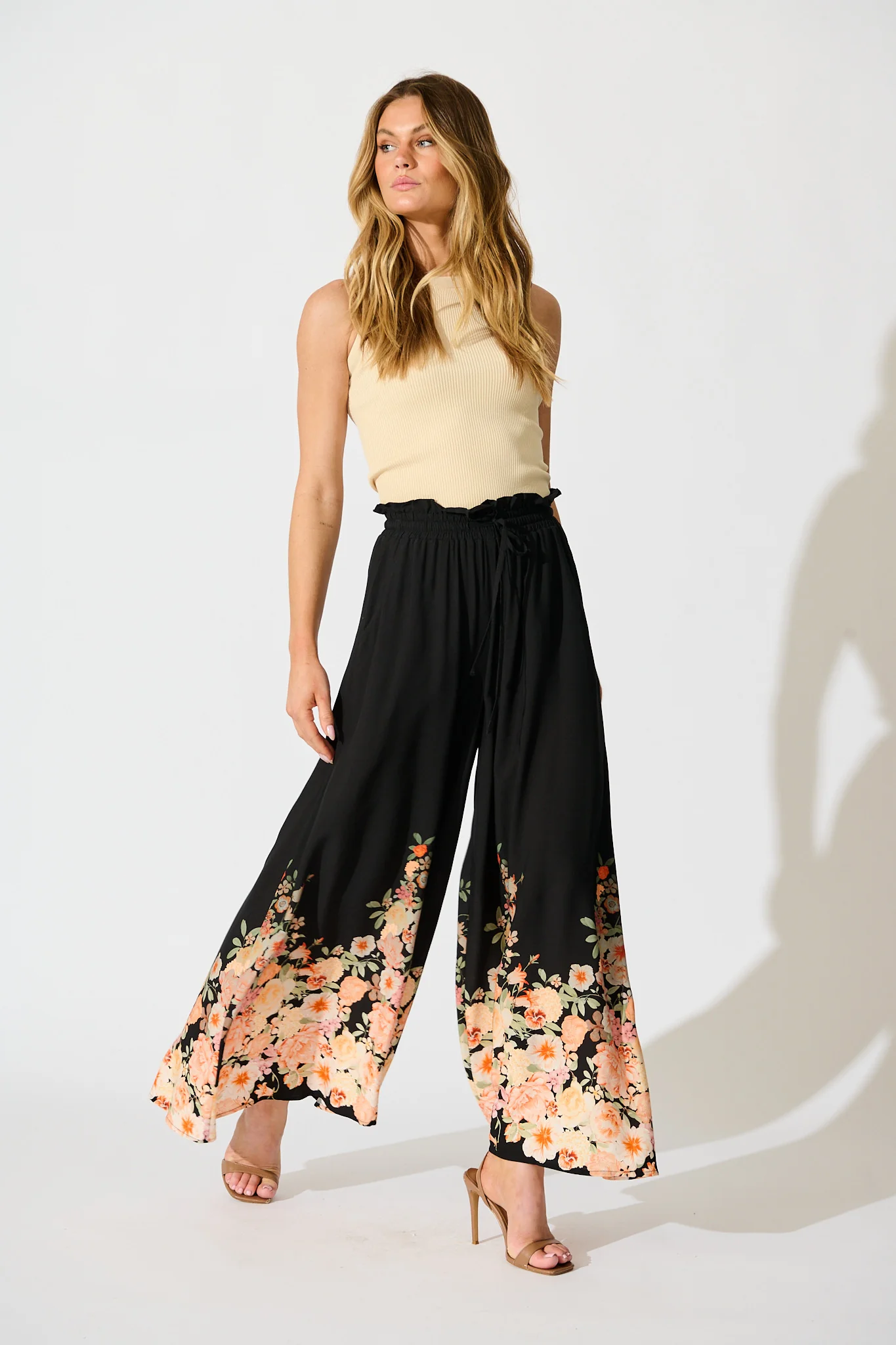 Flora Noir Pant in Black with Floral Print - Image 4