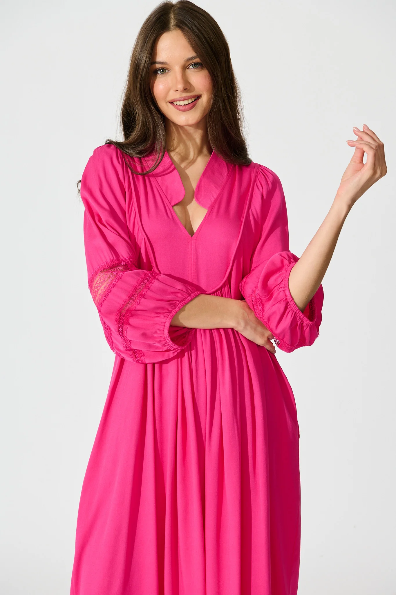 Flore Midi Smock Dress in Pink - Image 2