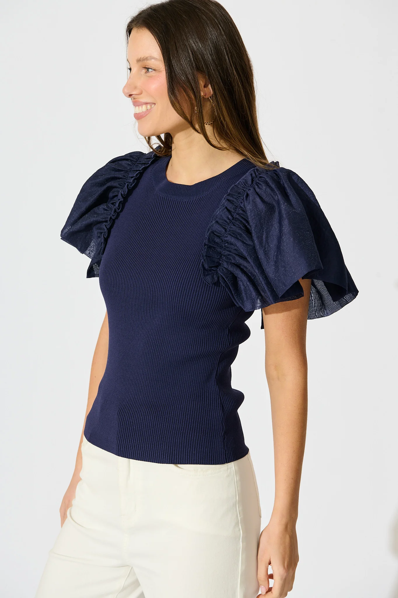 Fly Away Knit Top in Navy - Image 2