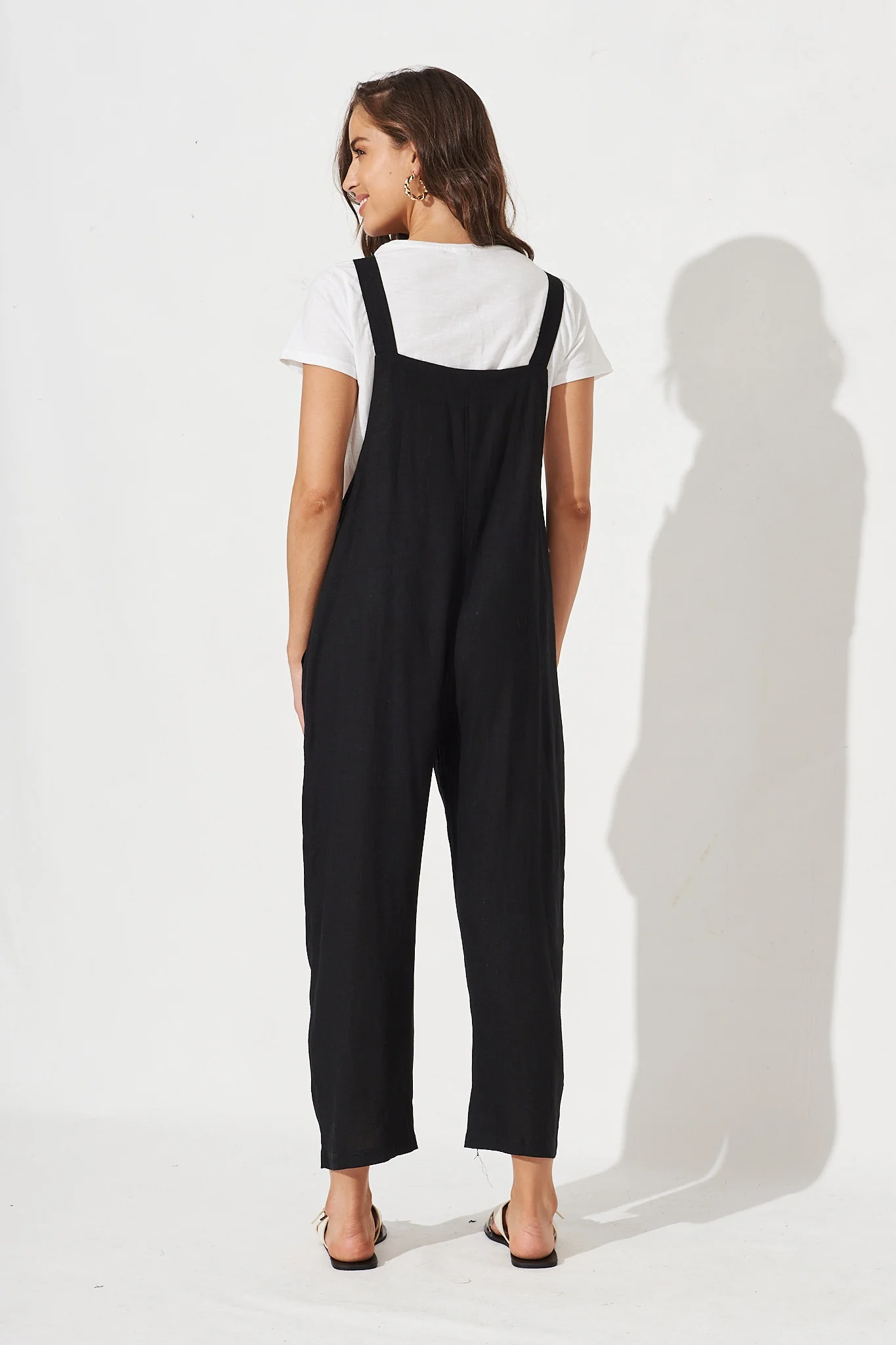Freida Linen Jumpsuit In Black - Image 4