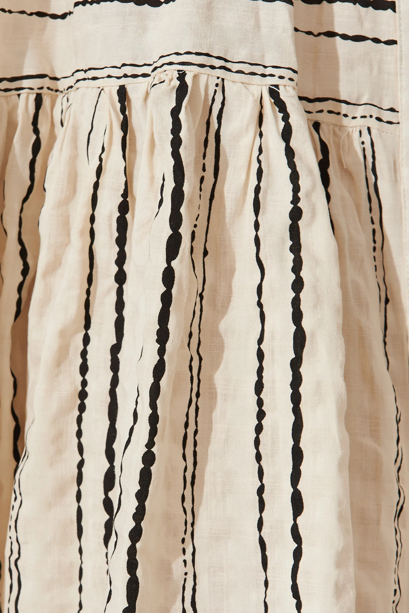 Freya Shirt Dress In Beige With Black Stripe Cotton - Image 7