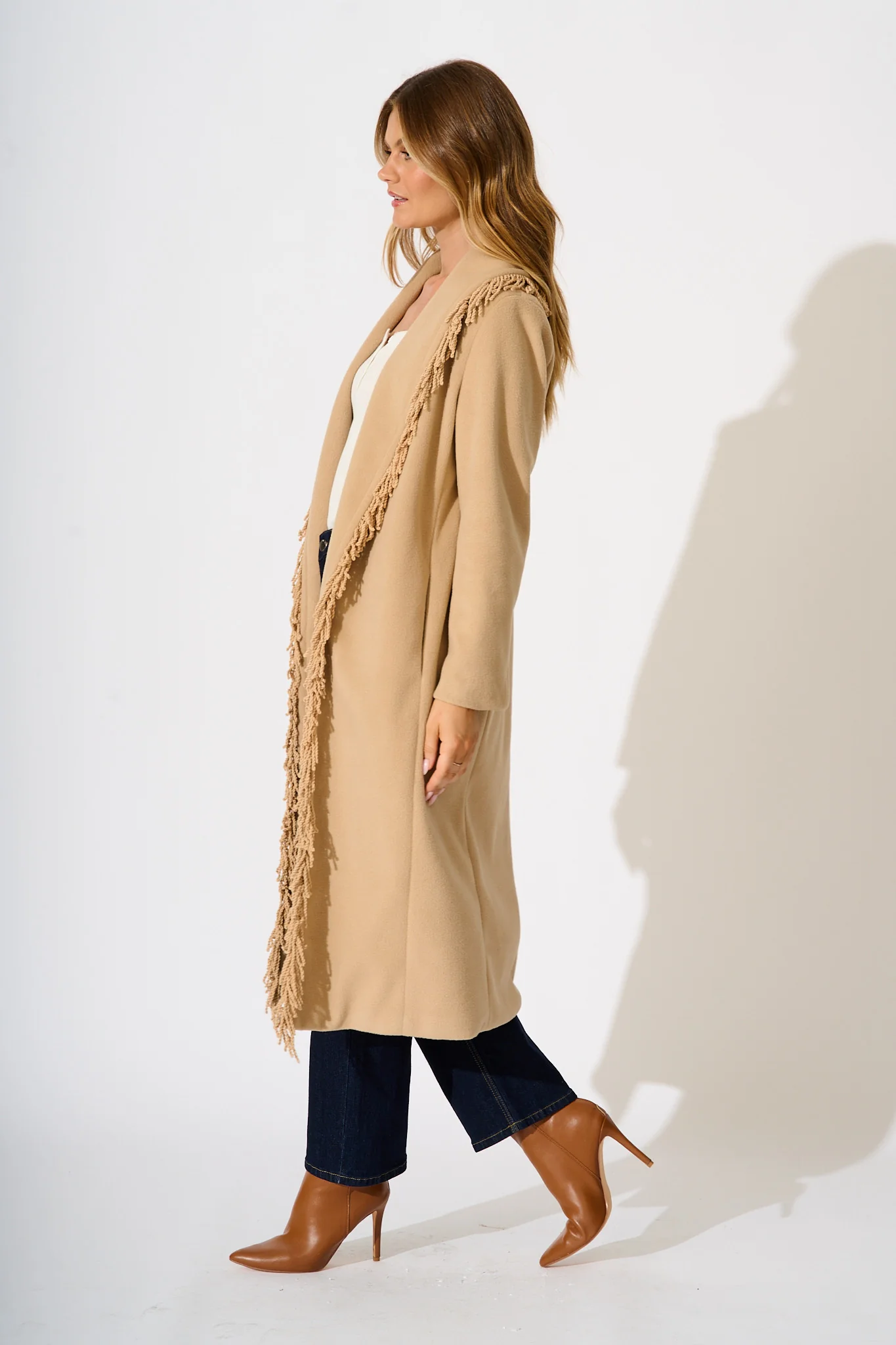 Fringe Fatale Coat in Camel - Image 3