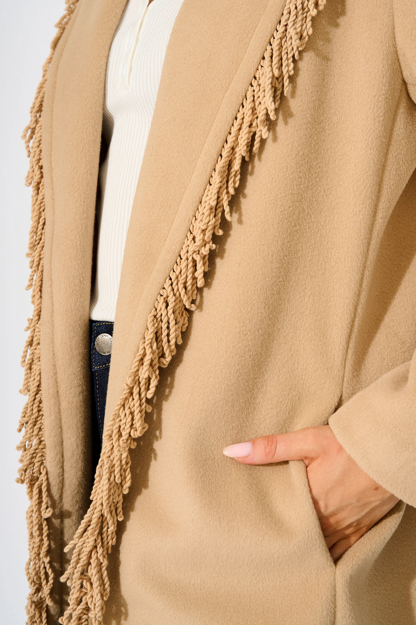Fringe Fatale Coat in Camel - Image 5