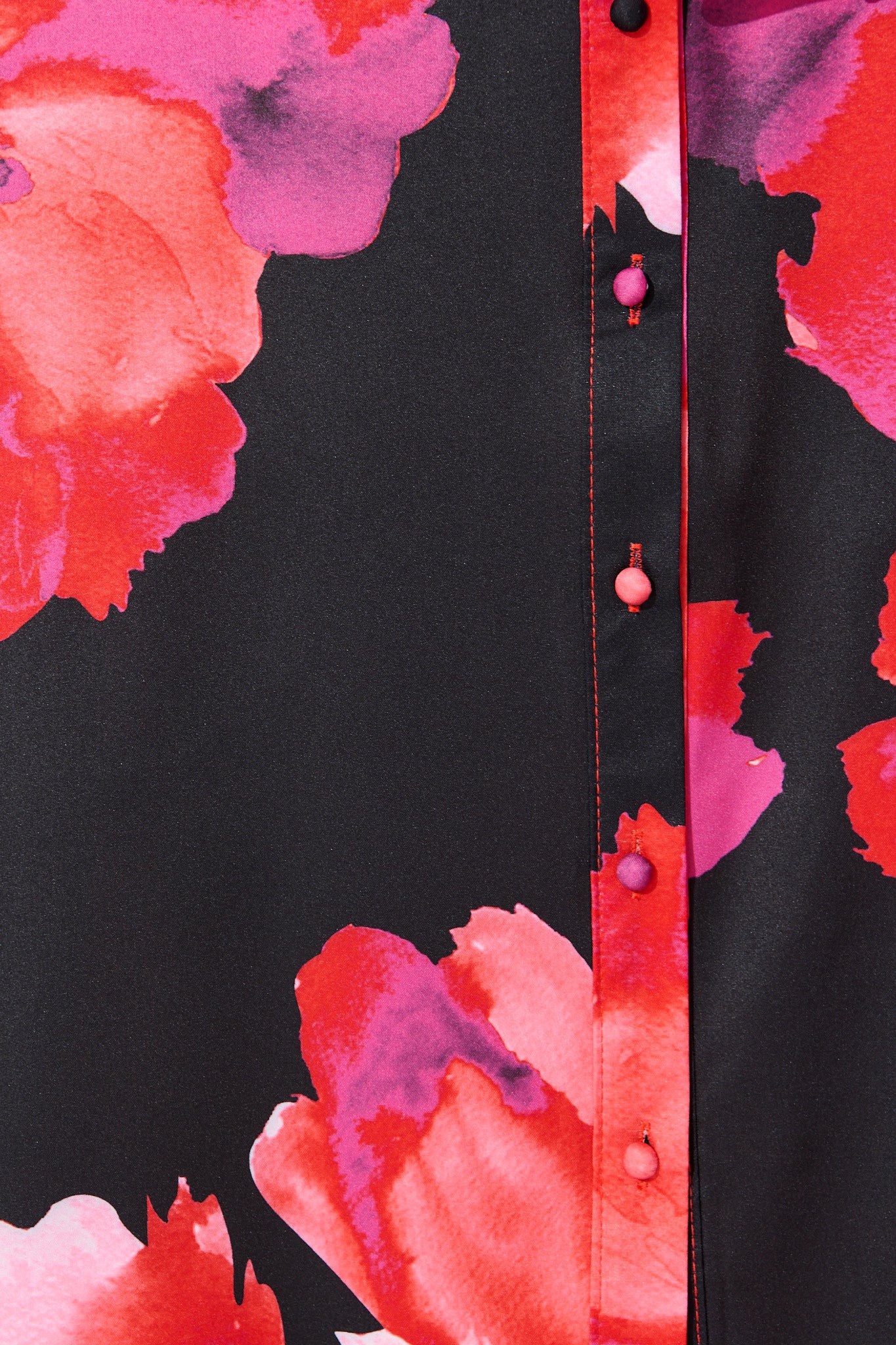 Gabi Maxi Shirt Dress In Black with Berry Watercolour Floral - Image 6
