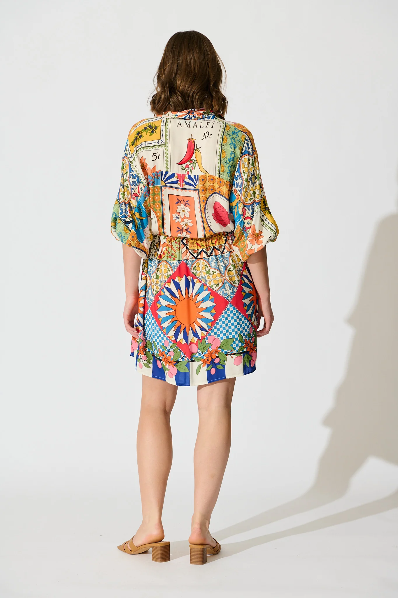 Garden Of Tiles Shirt Dress in Multi Tile Print - Image 12