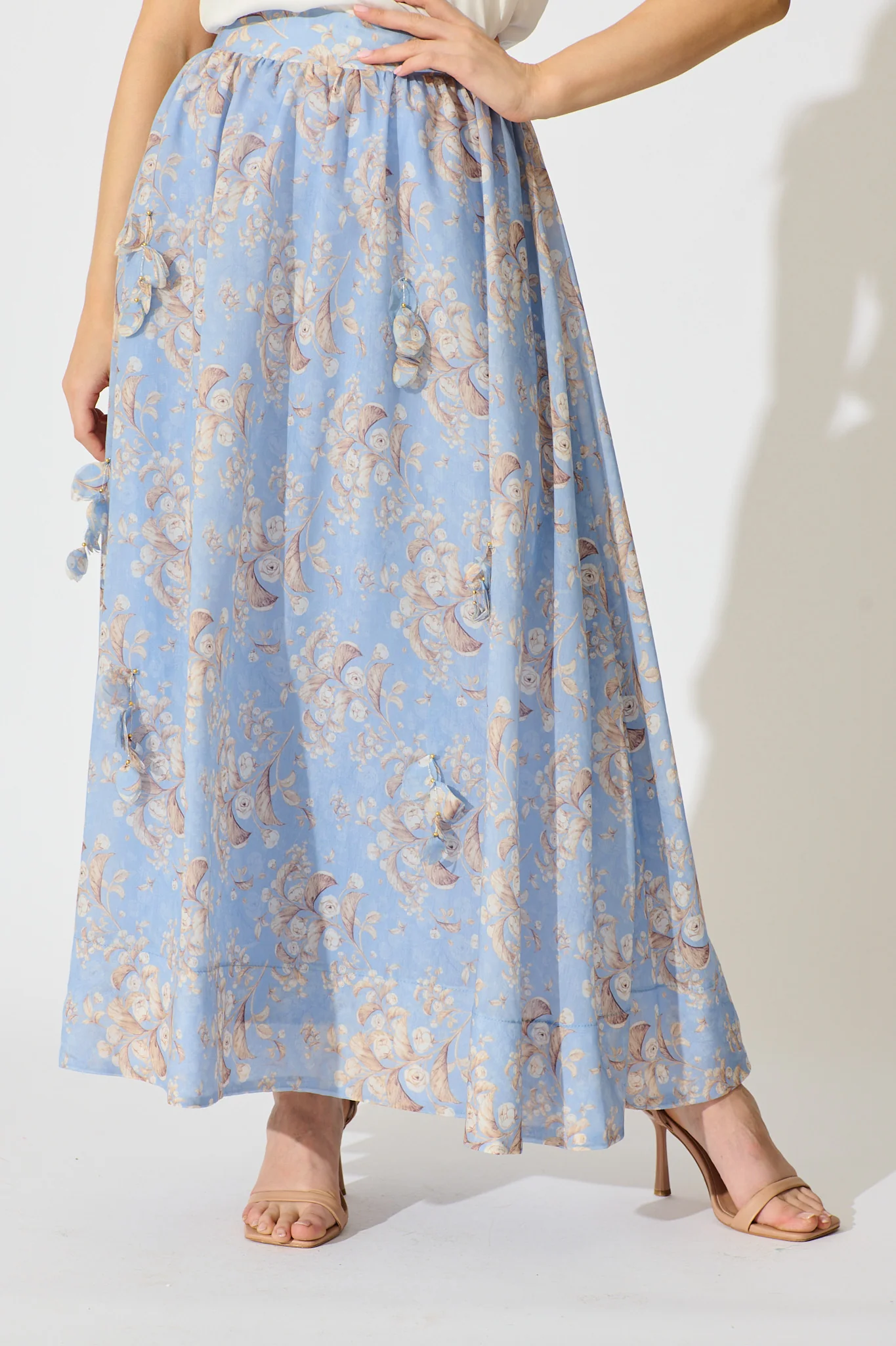 Gardenlight Maxi Skirt in Blue Floral - Image 3