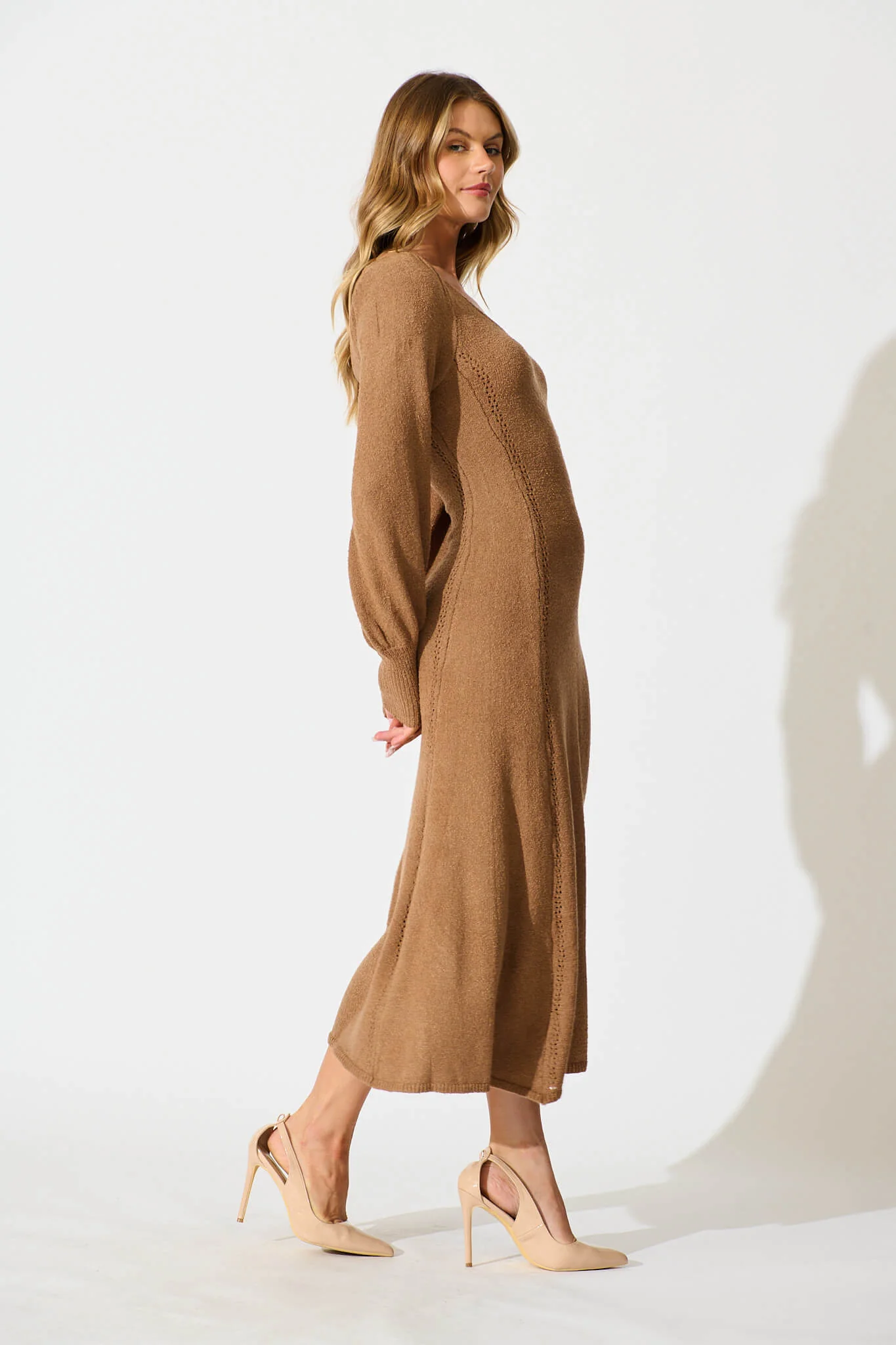 Gertie Midi Knit Dress In Chocolate - Image 3