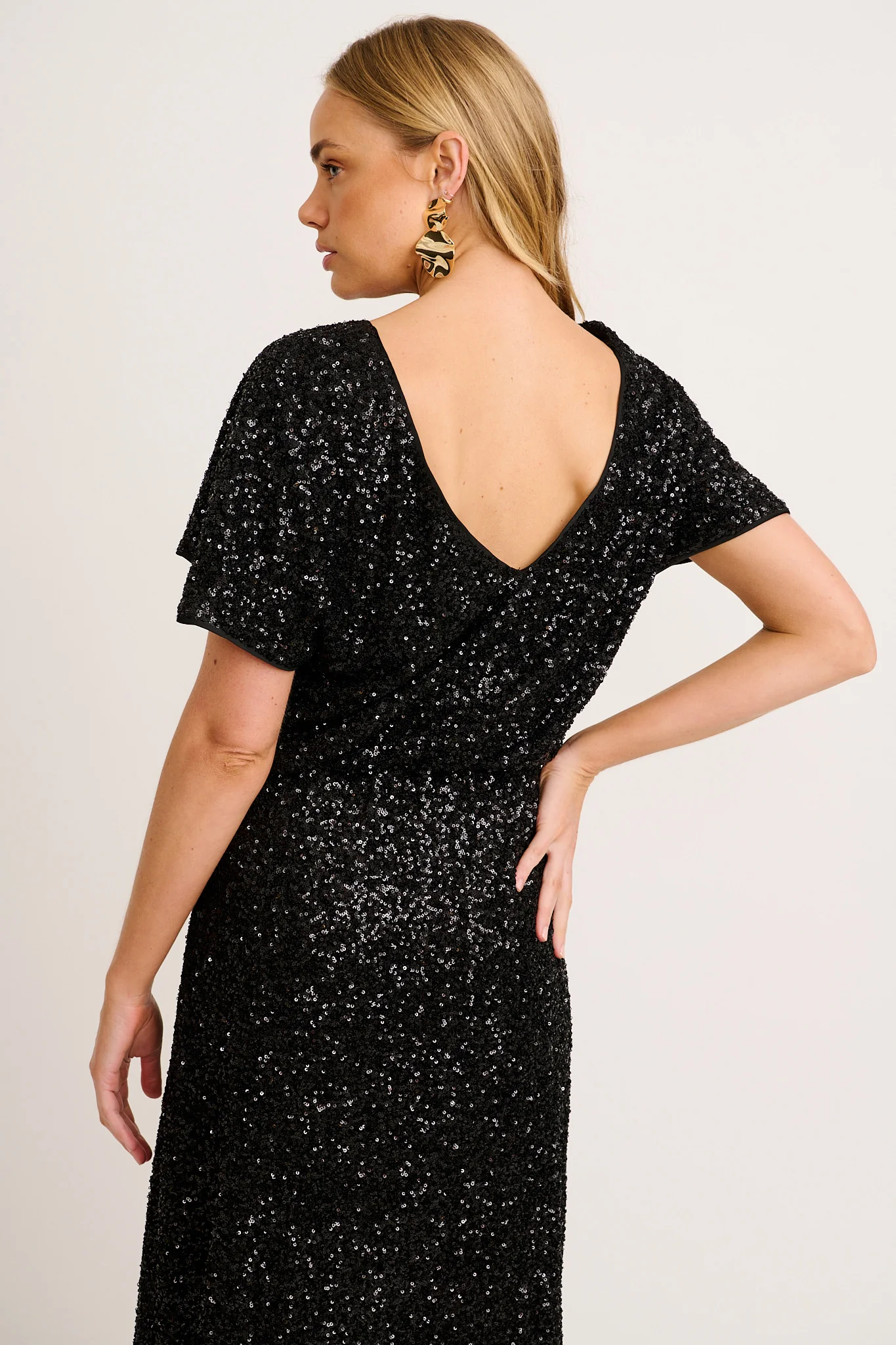 Glistening Hour Reversible Maxi Dress in Black Sequin - Image 10