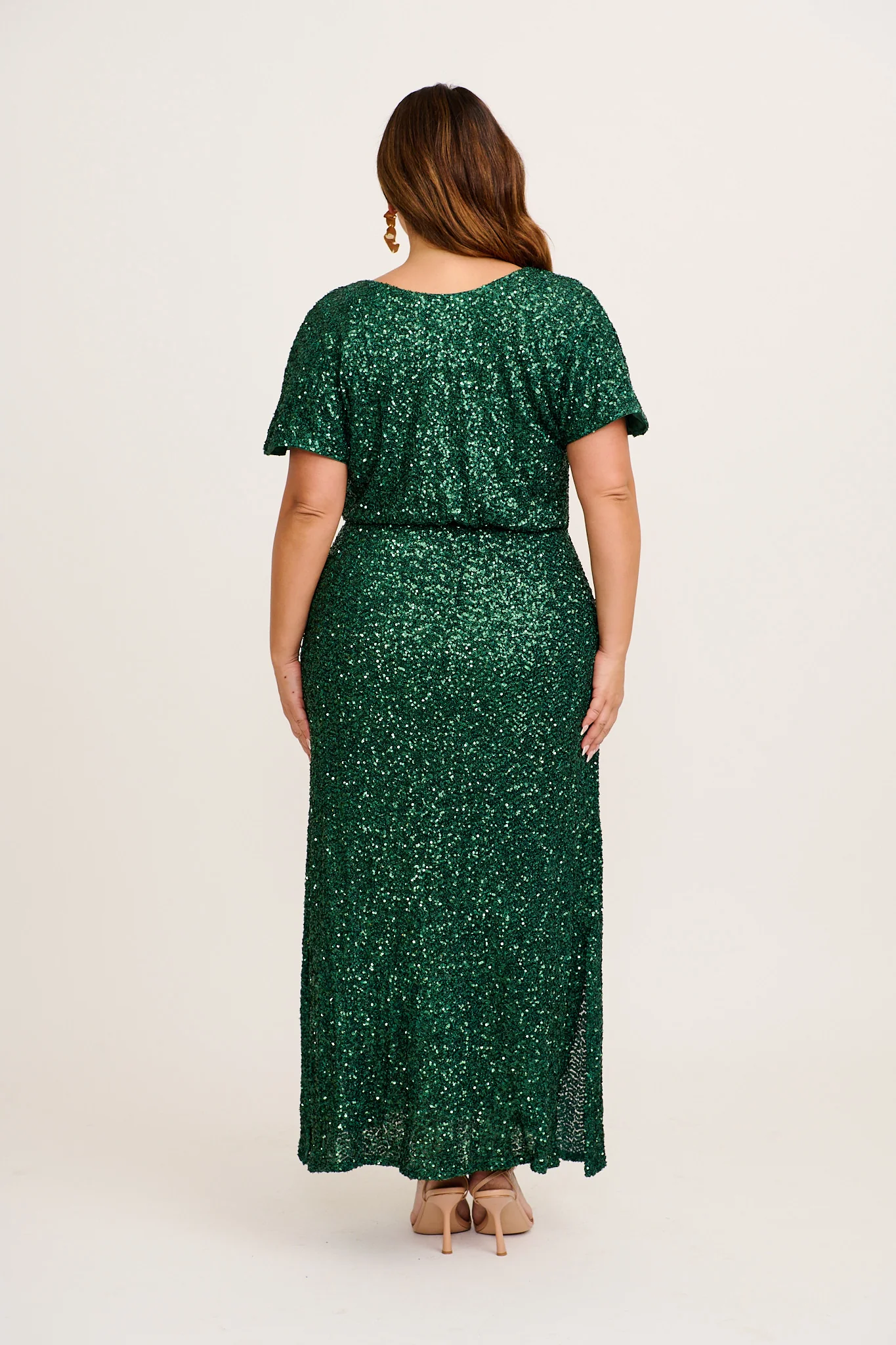 Glistening Hour Reversible Maxi Dress in Emerald Sequin - Image 10