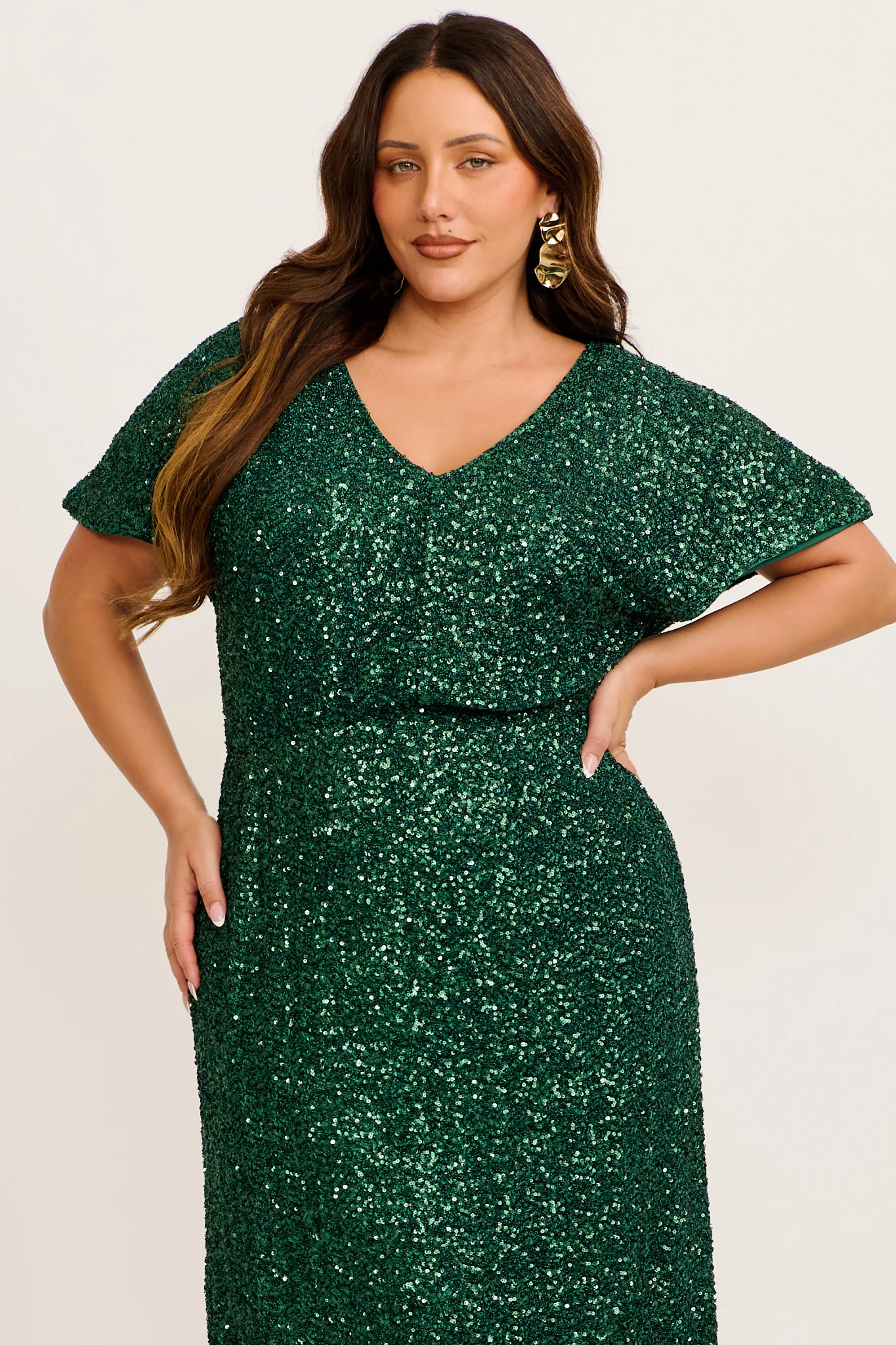 Glistening Hour Reversible Maxi Dress in Emerald Sequin - Image 11