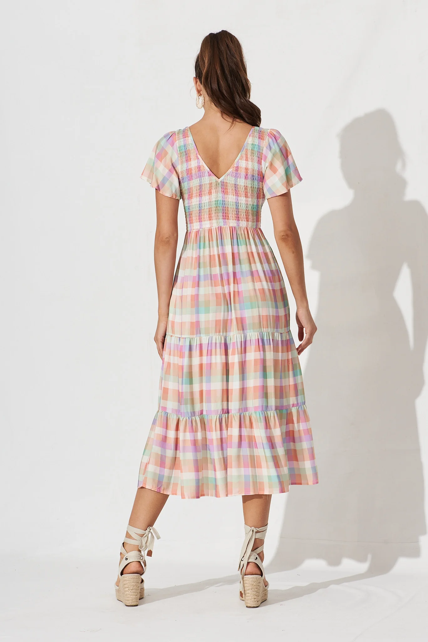 Glorya Midi Dress In Multi Check Gingham - Image 4