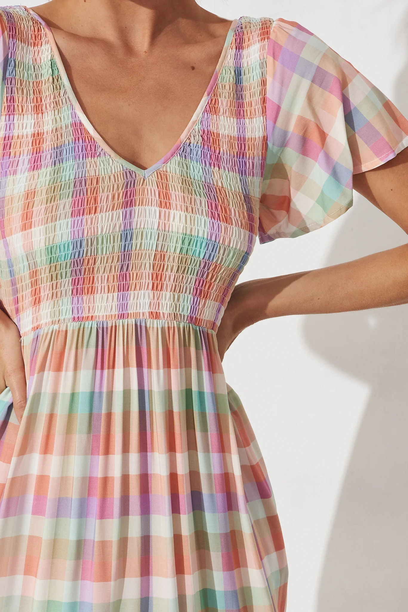 Glorya Midi Dress In Multi Check Gingham - Image 5
