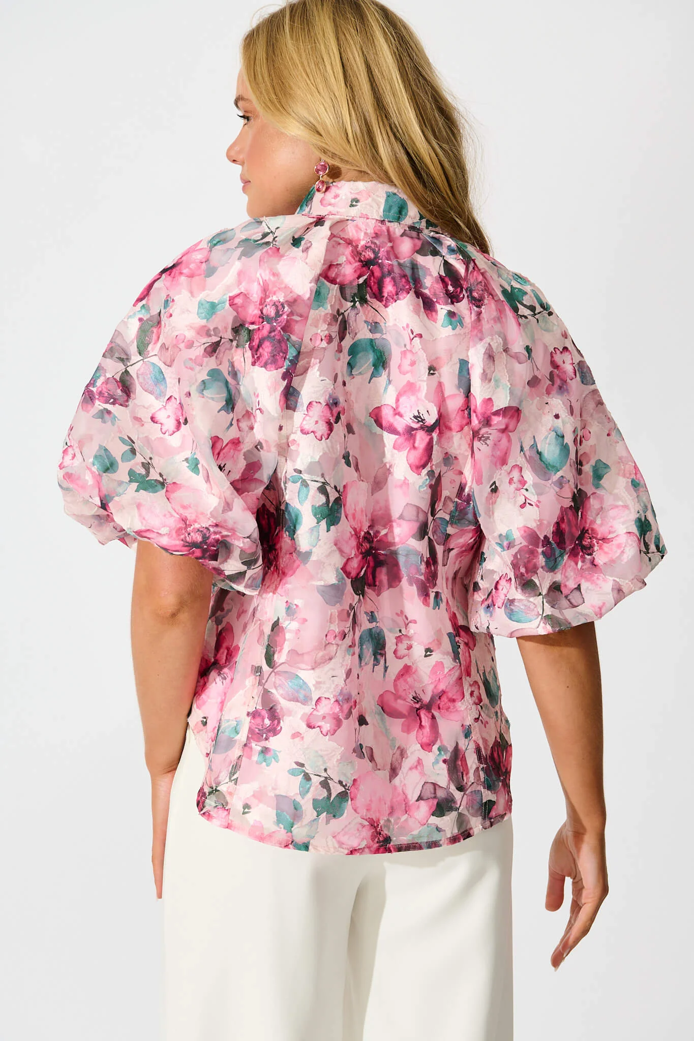 Good love Shirt in Multi Pink Floral Organza - Image 7