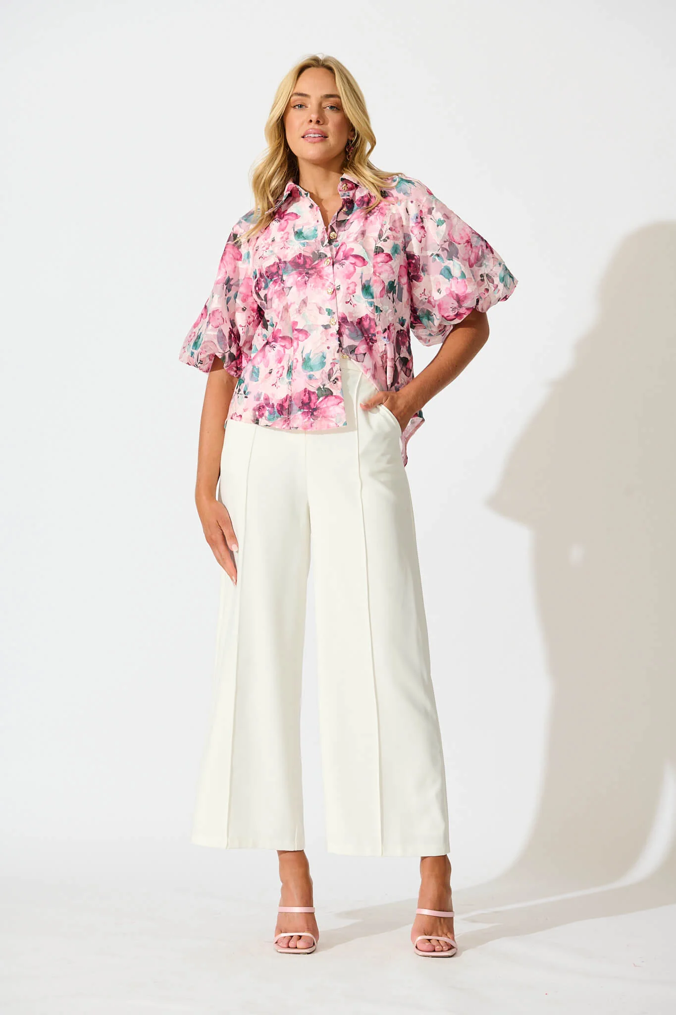 Good love Shirt in Multi Pink Floral Organza - Image 8
